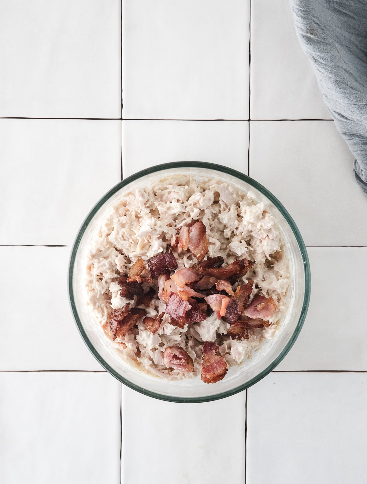 add the crumbled bacon