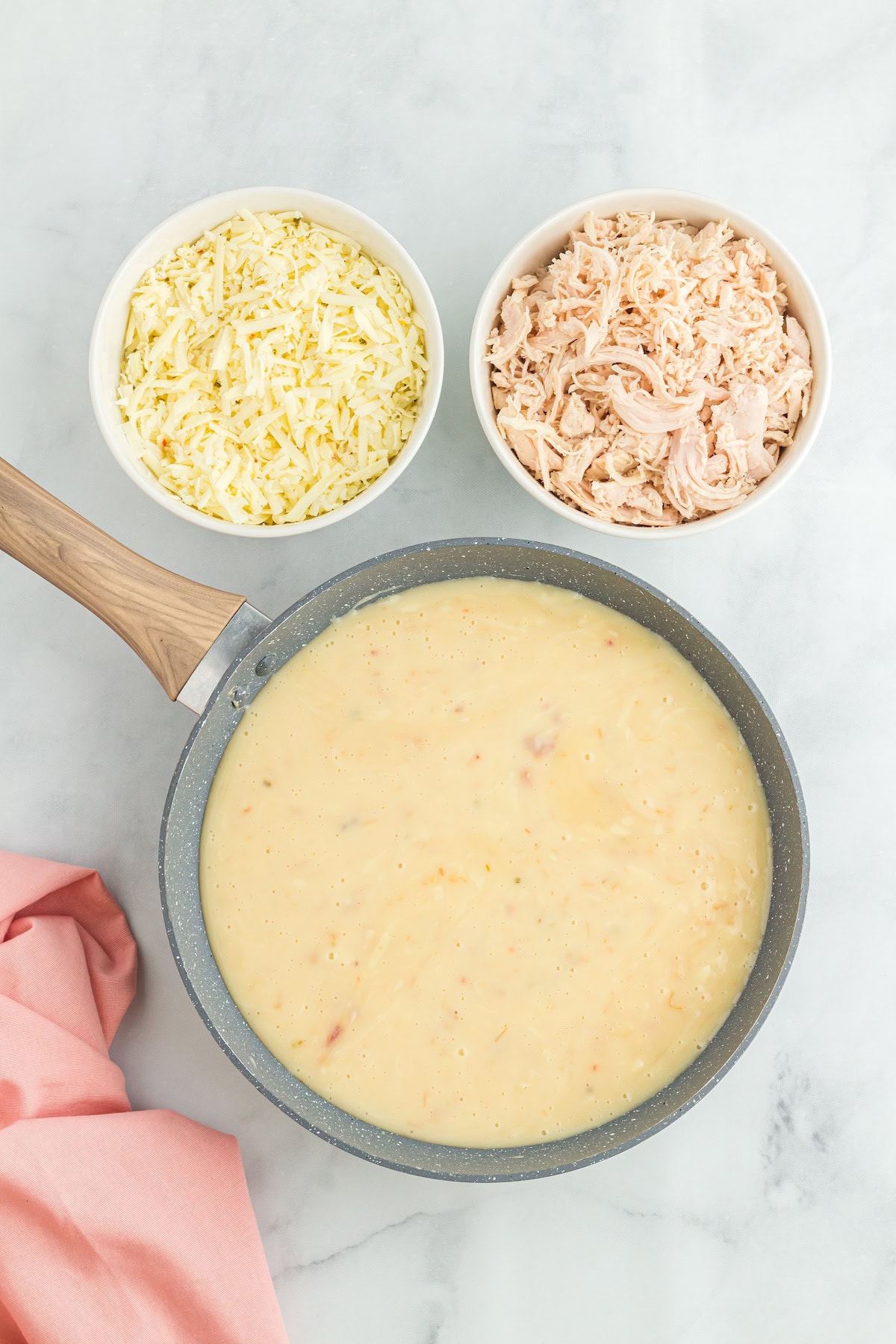 heat the cream of chicken soup in a large skillet