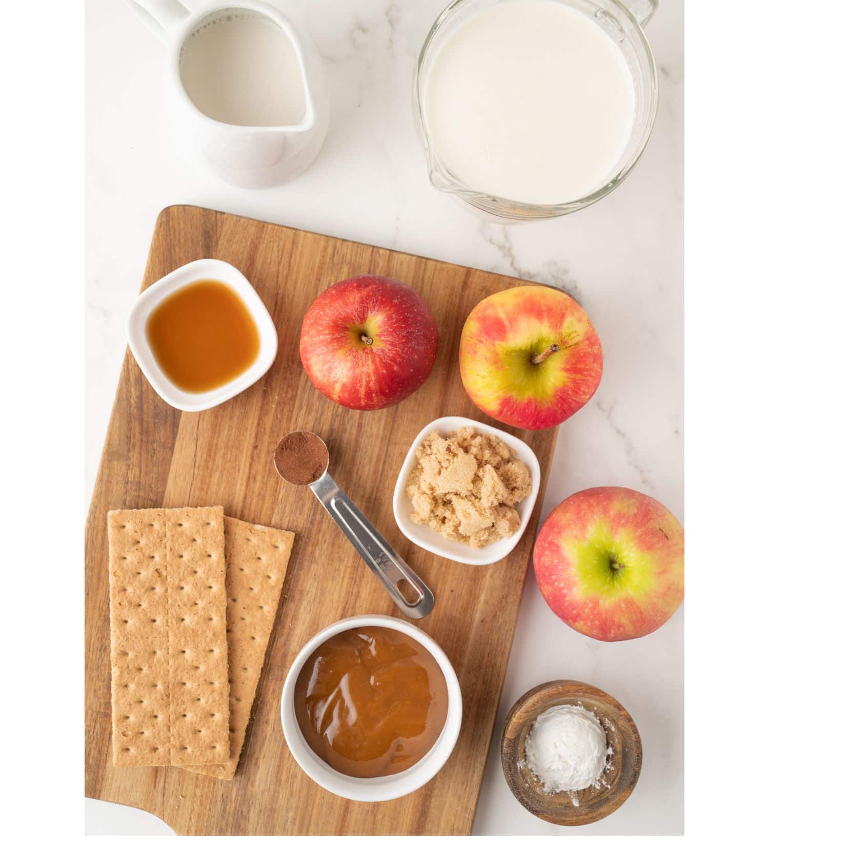 Ingredients all placed, measured, and ready to create apple pie ice cream