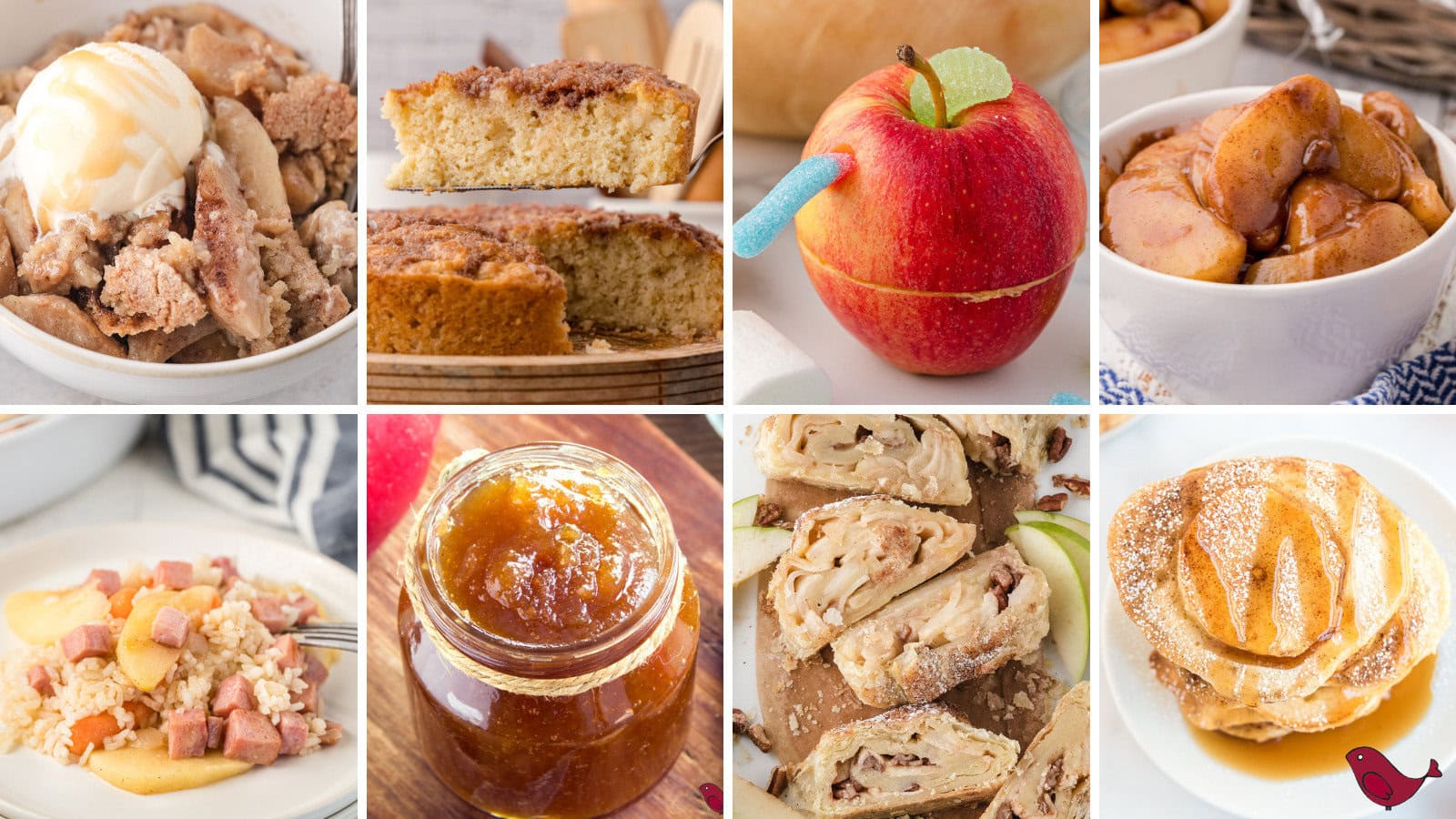 a collage of the best easy apple recipes including apple desserts, apple crisp, apple cake, apple snacks, and apple breakfasts