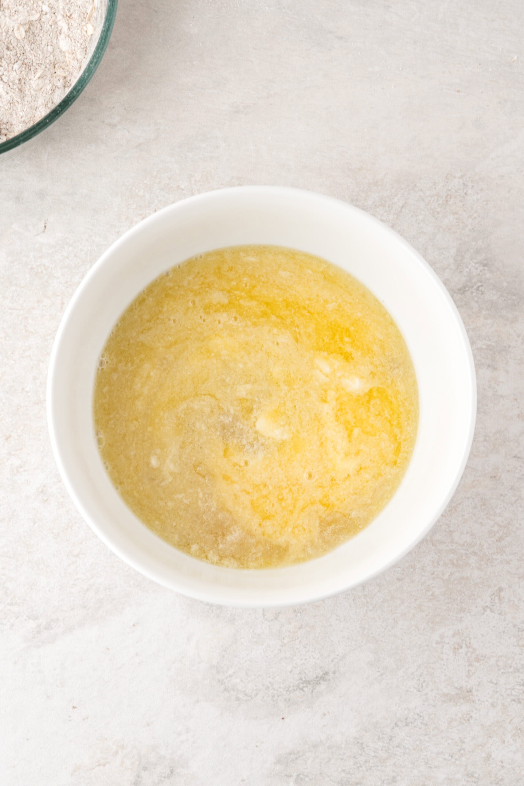 this apple crisp recipe has several wet ingredients. There is melted butter and applesauce