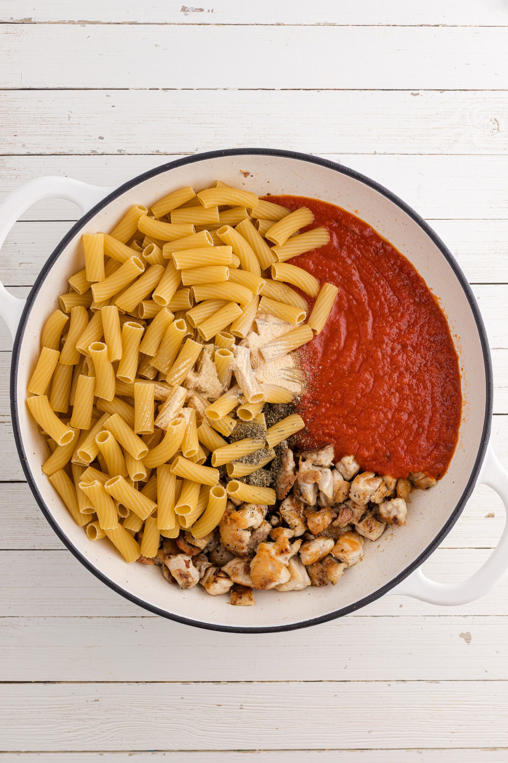 add all the ingredients to a large pot or skillet