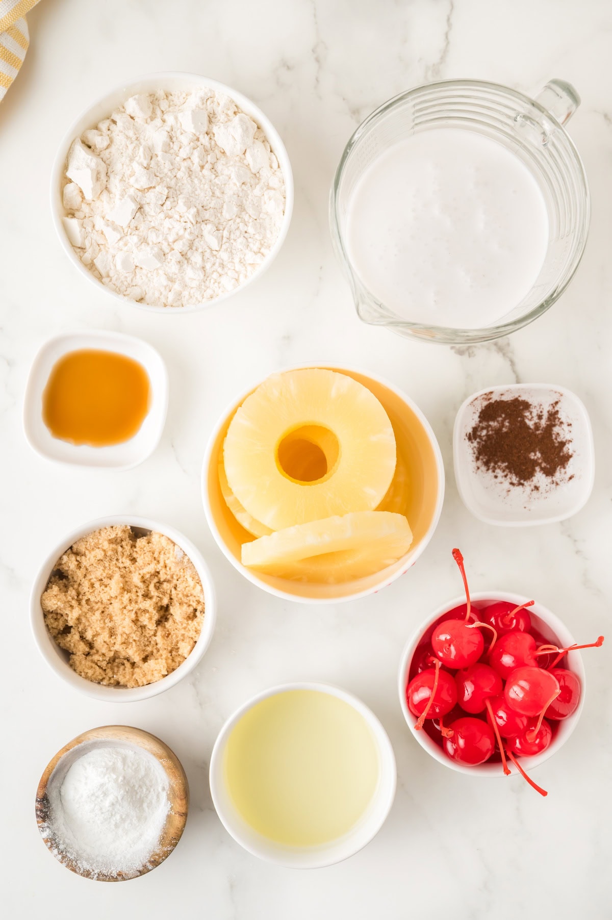 pineapple upside down pancakes ingredients featuring vegan ingredients including coconut milk and vegetable oil
