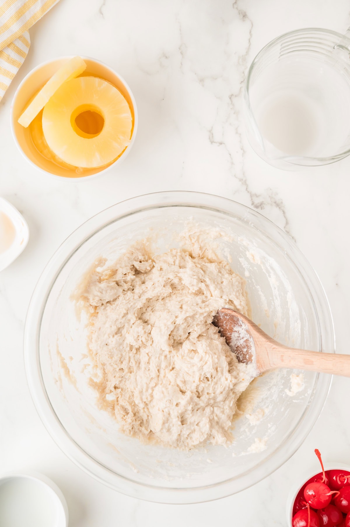 add the wet ingredients to the dry ingredients and mix well