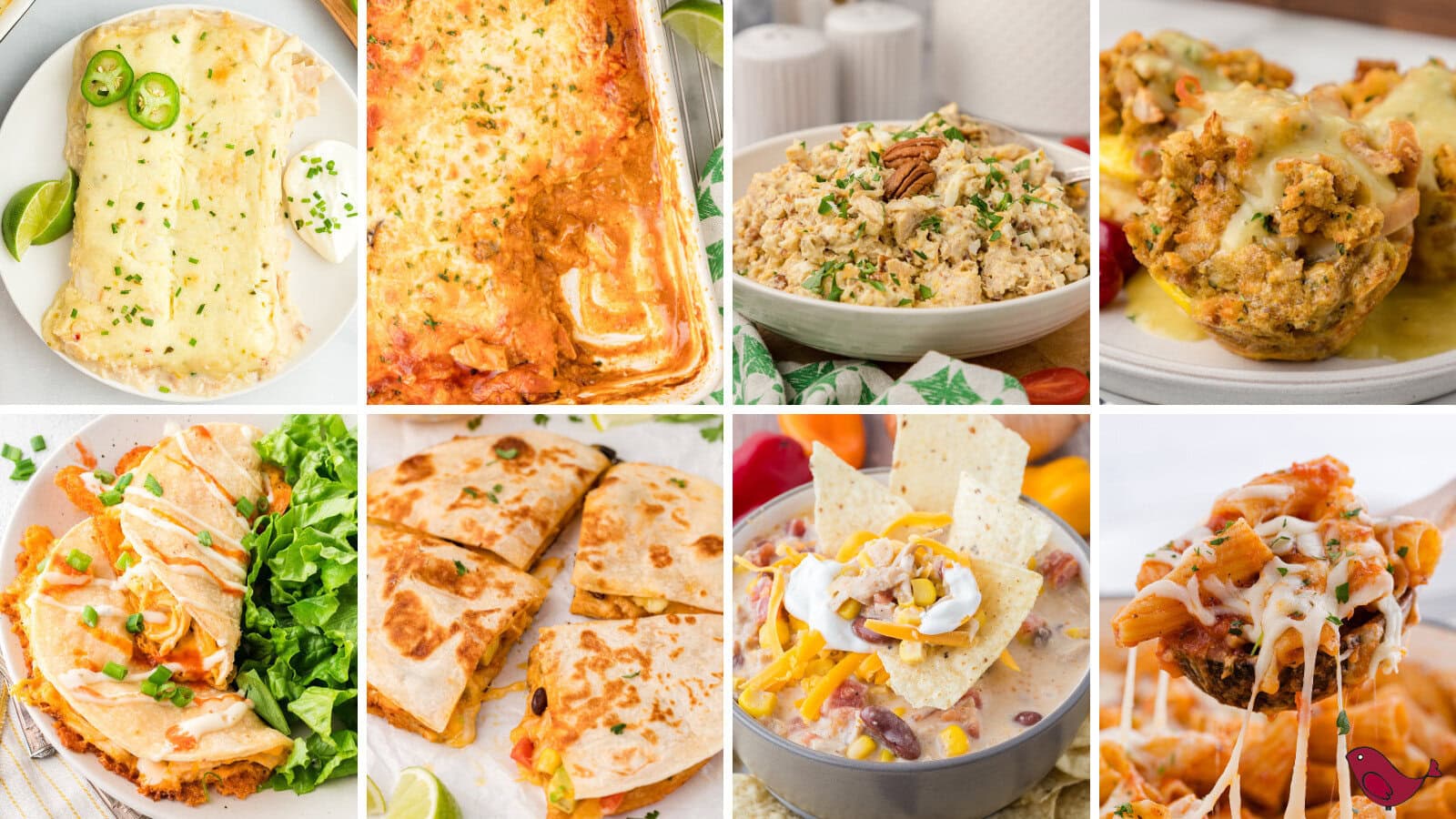 collage of leftover turkey recipes for Thanksgiving or Christmas leftovers