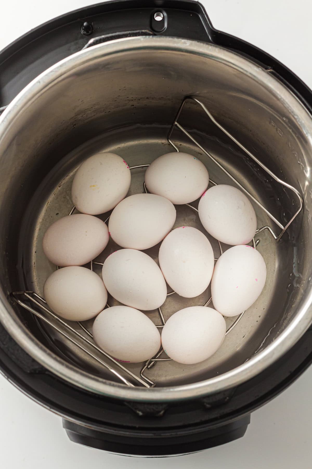 raw eggs in the Instant Pot with water