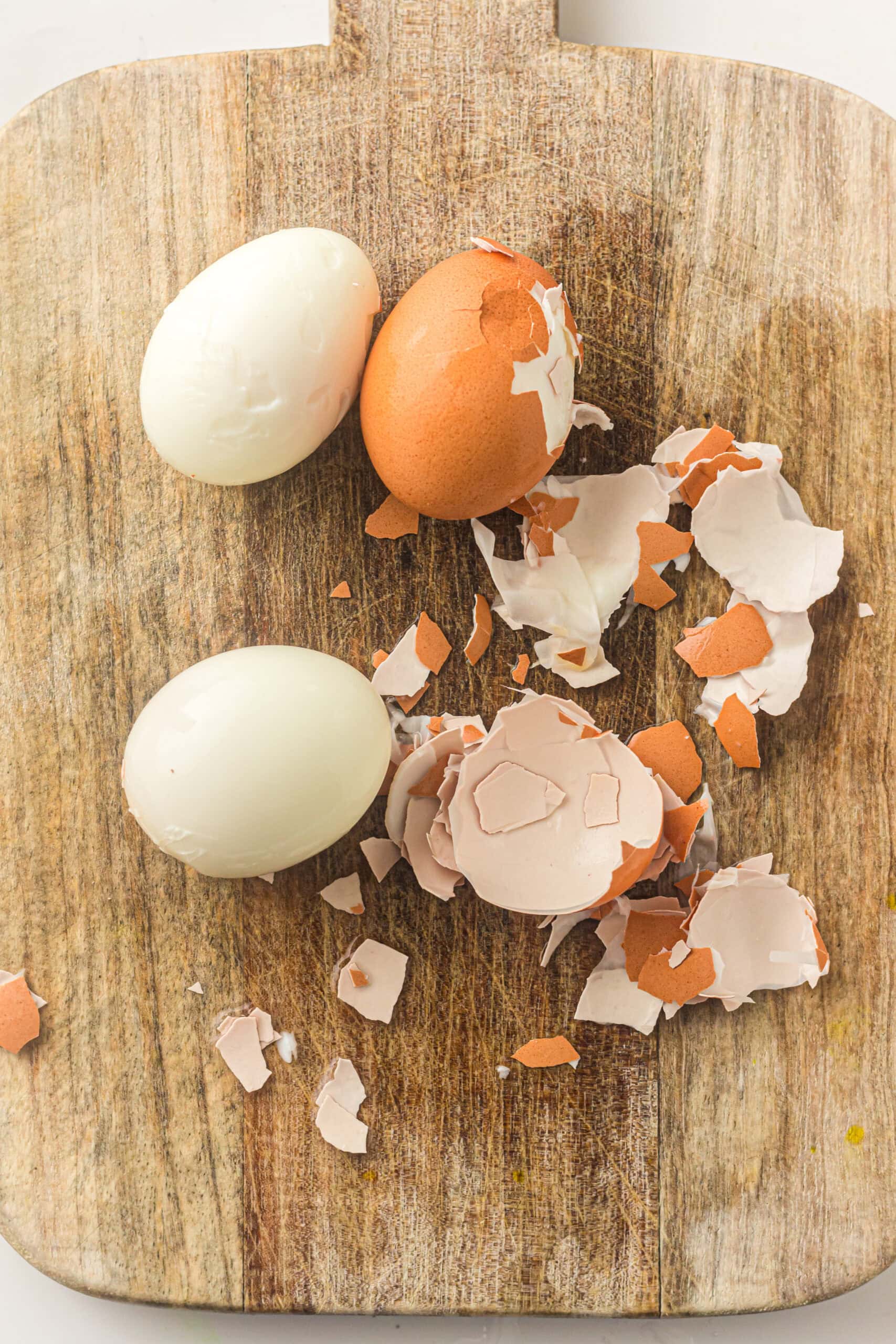 Eggs all boiled and set, ready to peel to create the recipe