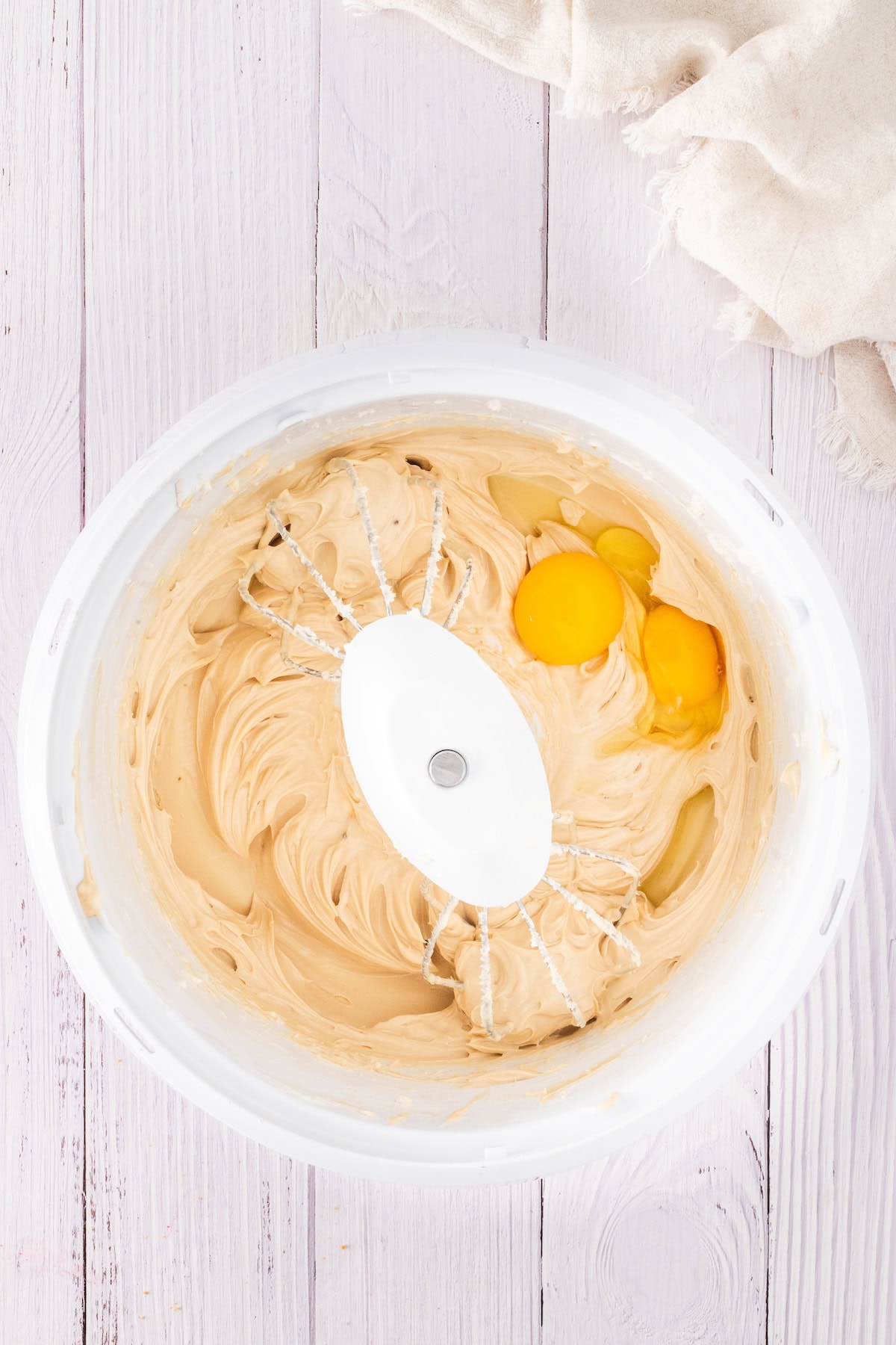 add the eggs to the cheesecake filling mixture