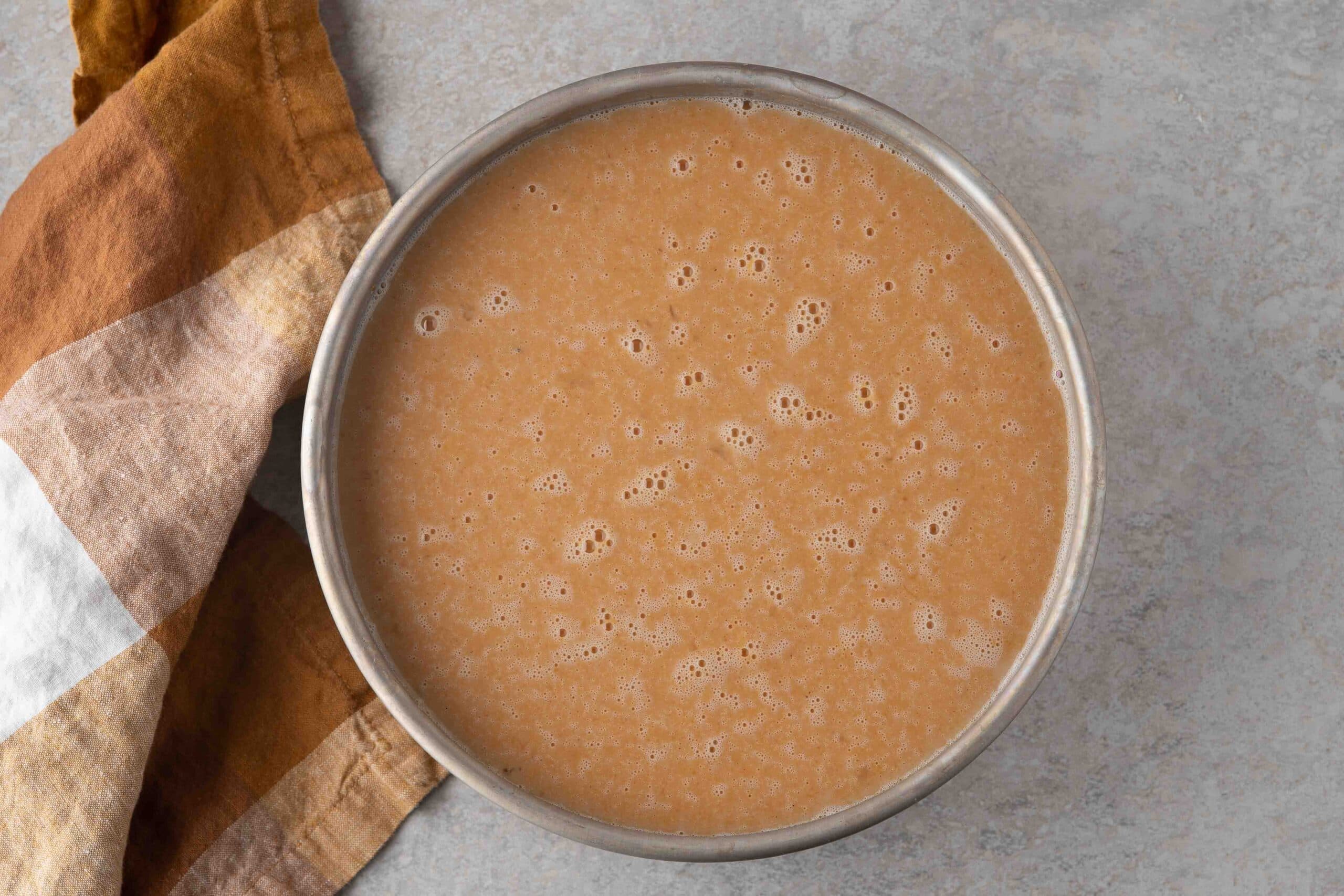 Pumpkin Flan all ready to go bake in a water bath in the oven