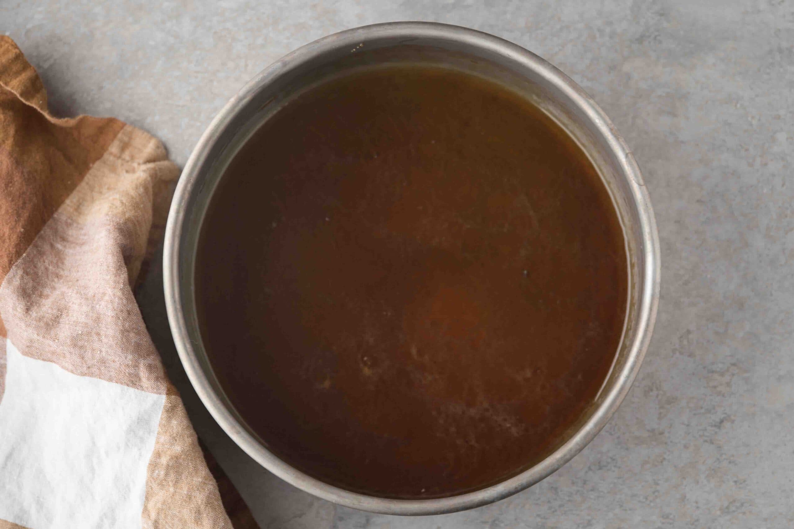 Sugar topping completed in pan ready to be cooled