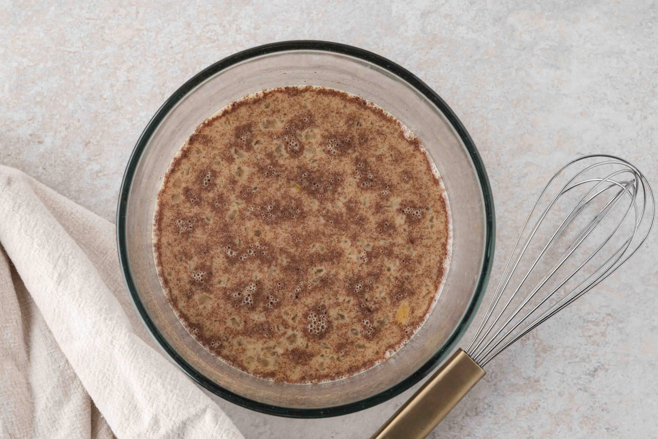 Batter is all mixed and ready to add the thick cut bread slices to dip into
