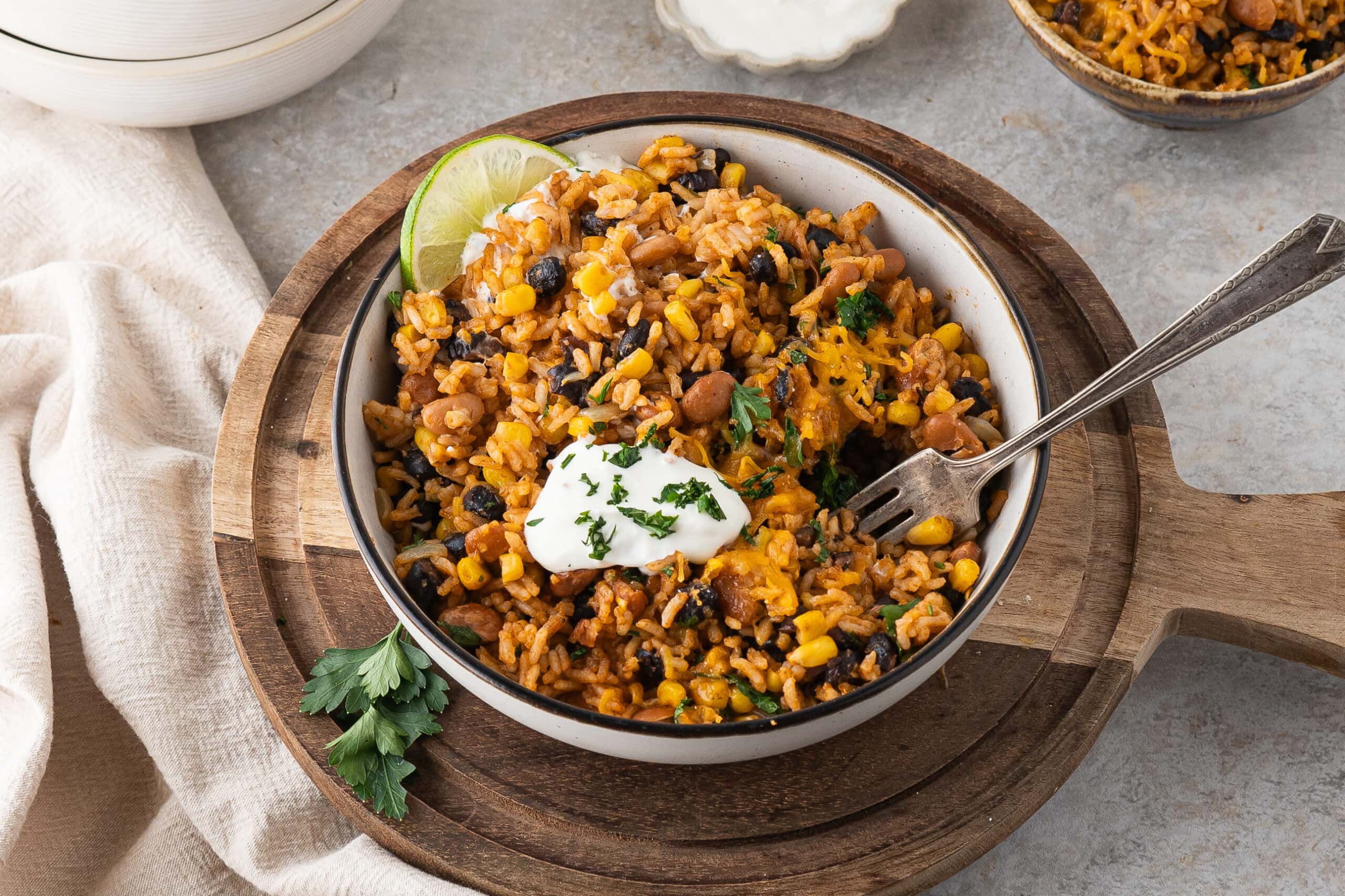 Mexican Beans and Rice served in a bowl, ready to be enjoyed.