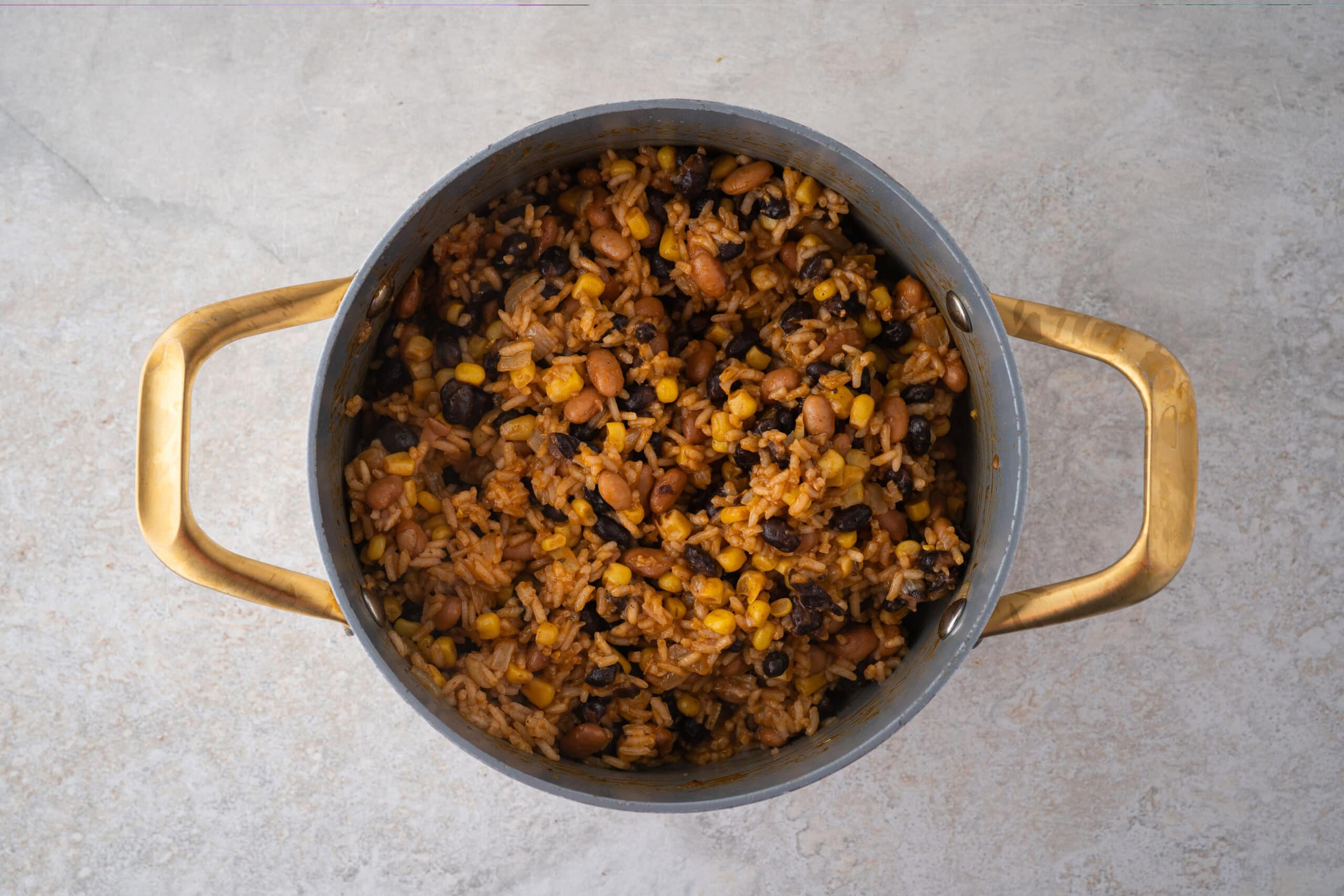 Mexican Rice and Beans all cooked and waiting to be cooled to be served