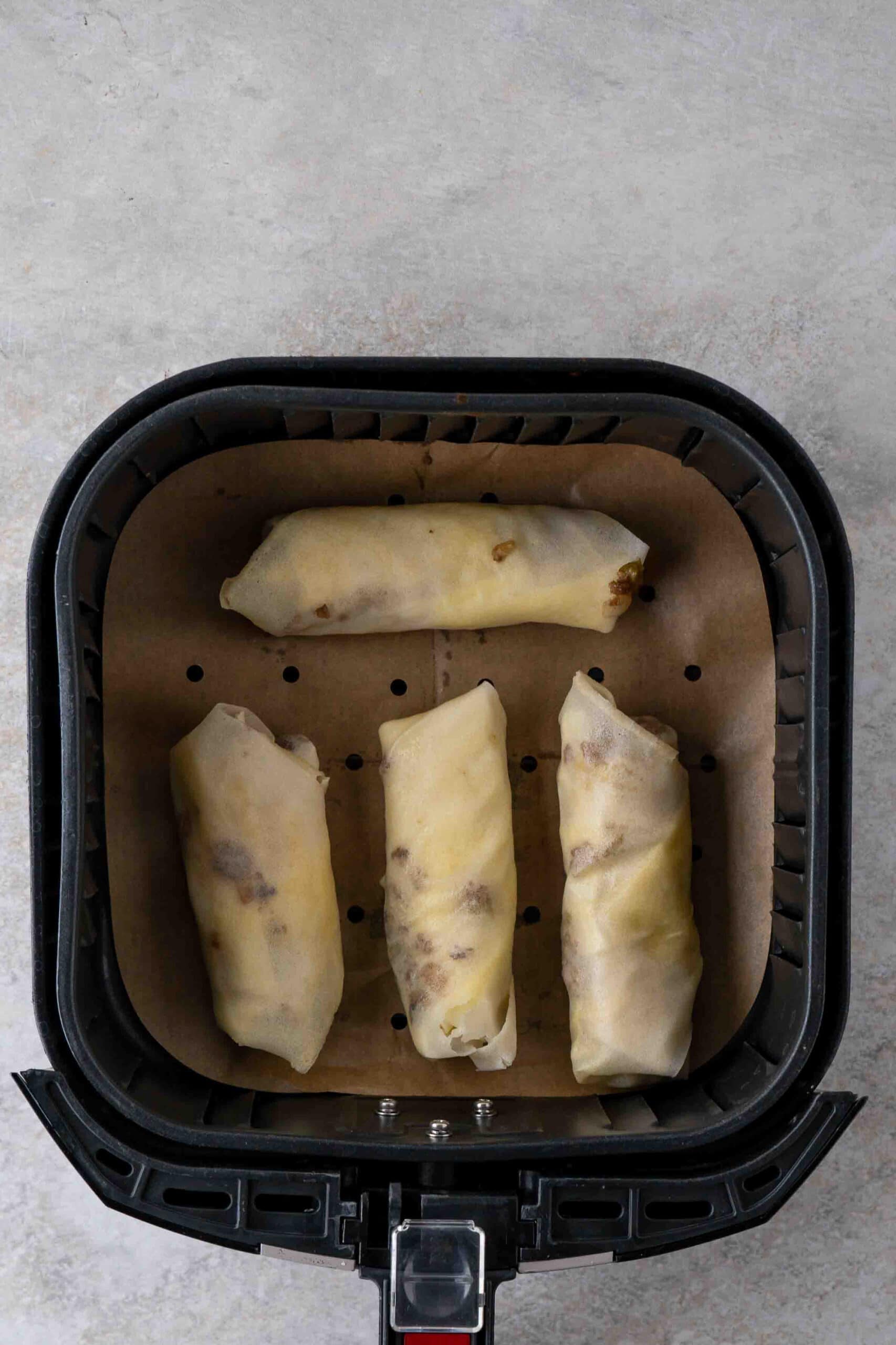 Cheese Steak egg rolls all ready to be cooked in the air fryer