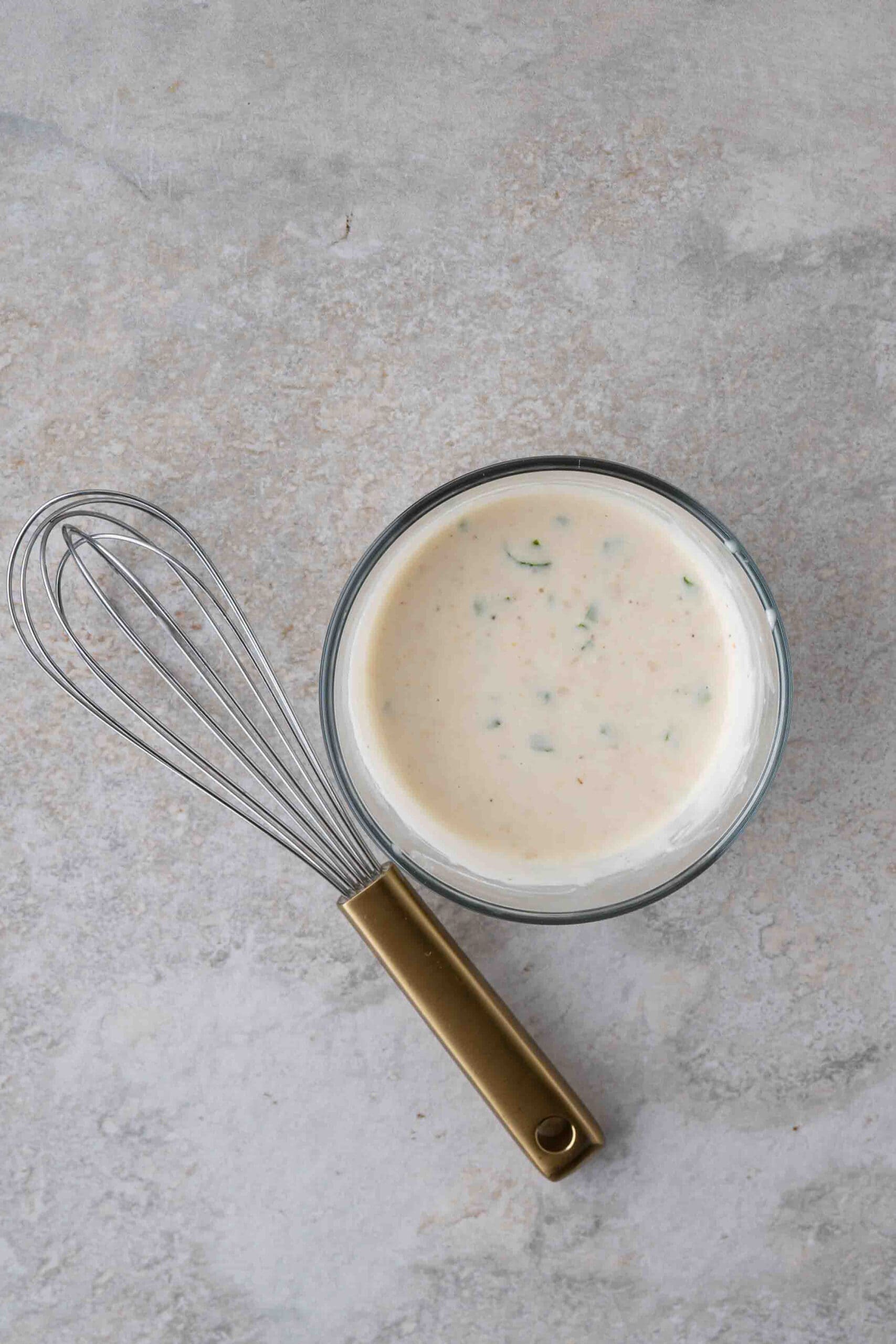 Sauce for Philly Cheese Steak Egg Rolls all mixed and ready to be enjoyed with the egg rolls