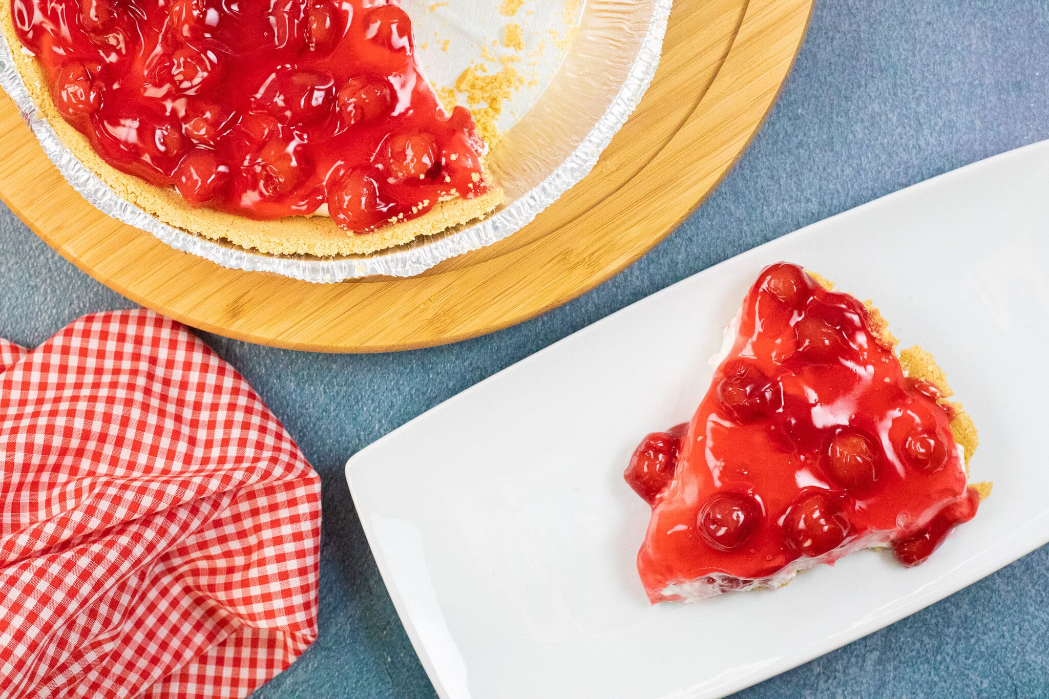 A slice that is plated ready to be enjoyed