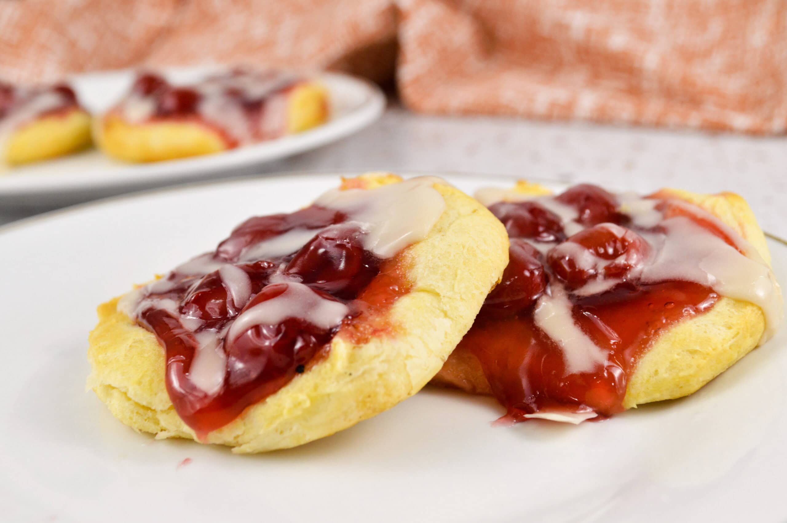Air fryer cherry danish is all completed plated and ready to be served