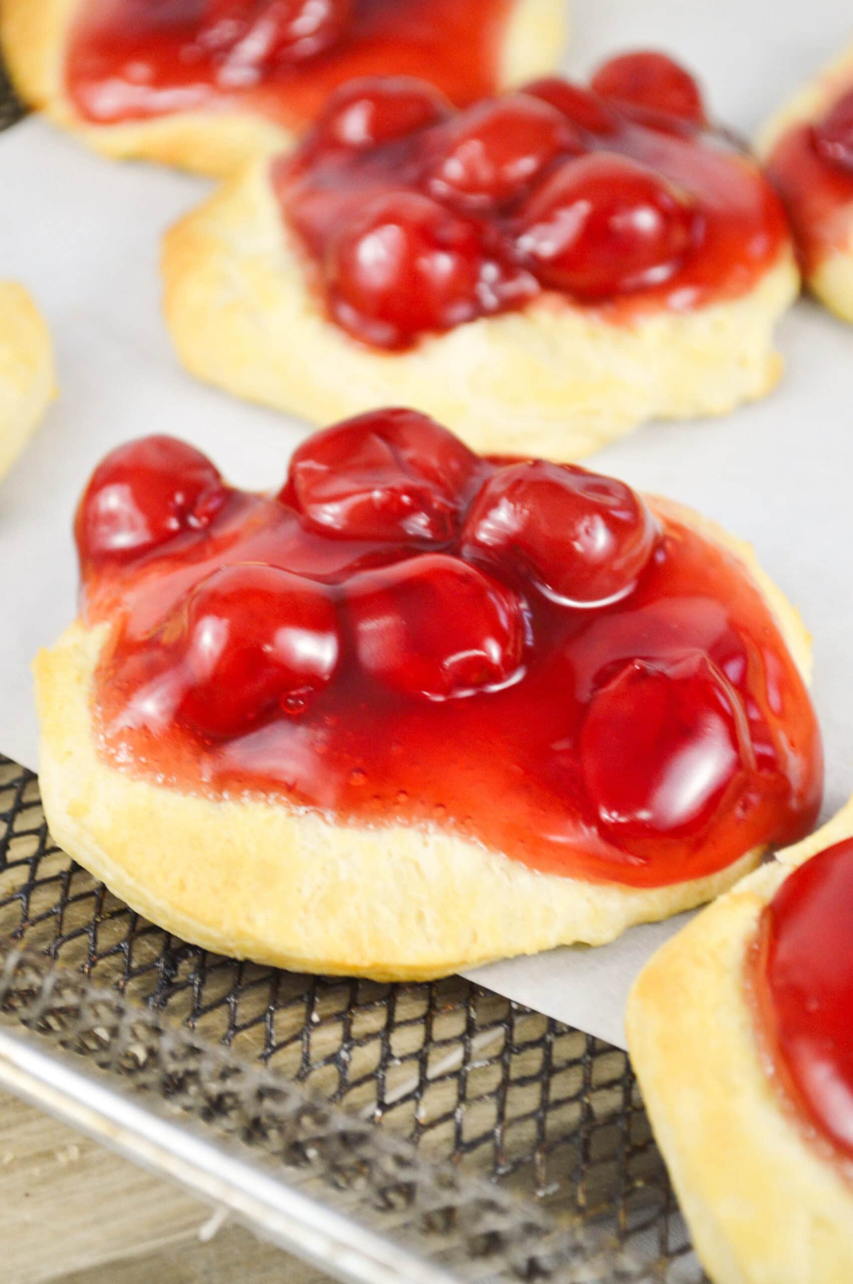 Cherry danish finished cooking in air fryer and cooling