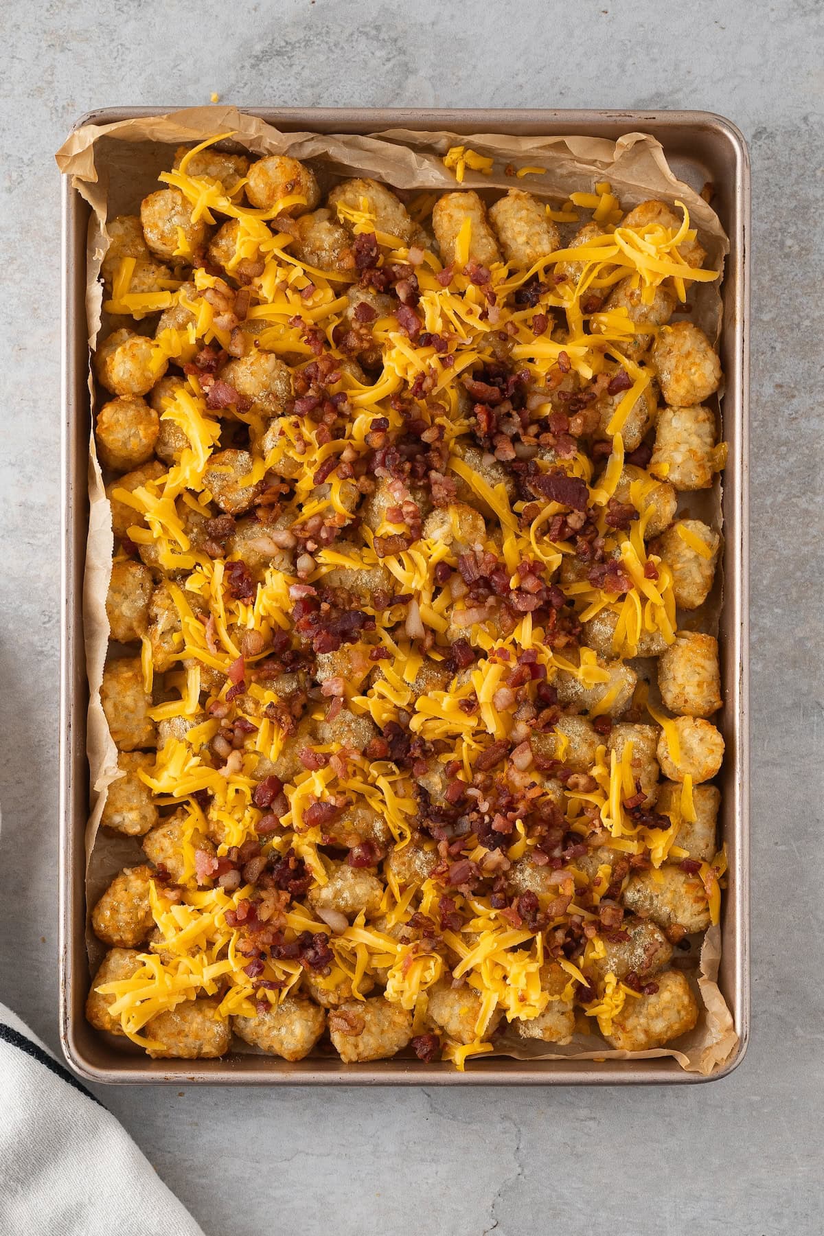 tachos topped with crumbled bacon