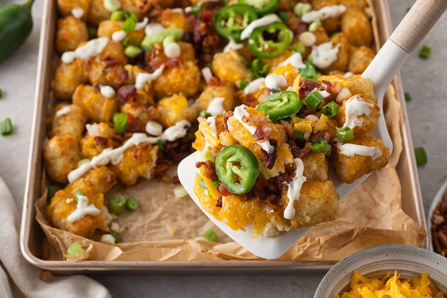 a spoonful of loaded tater tots