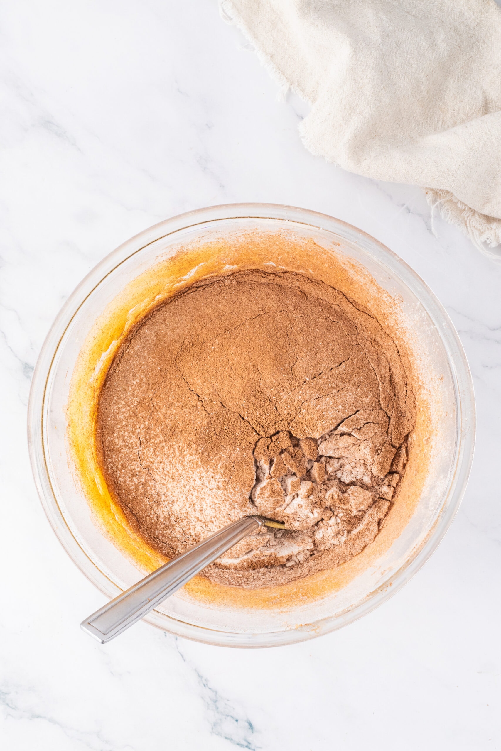 Cocoa powder, flour and salt has been sifted to start creating the brownie batter