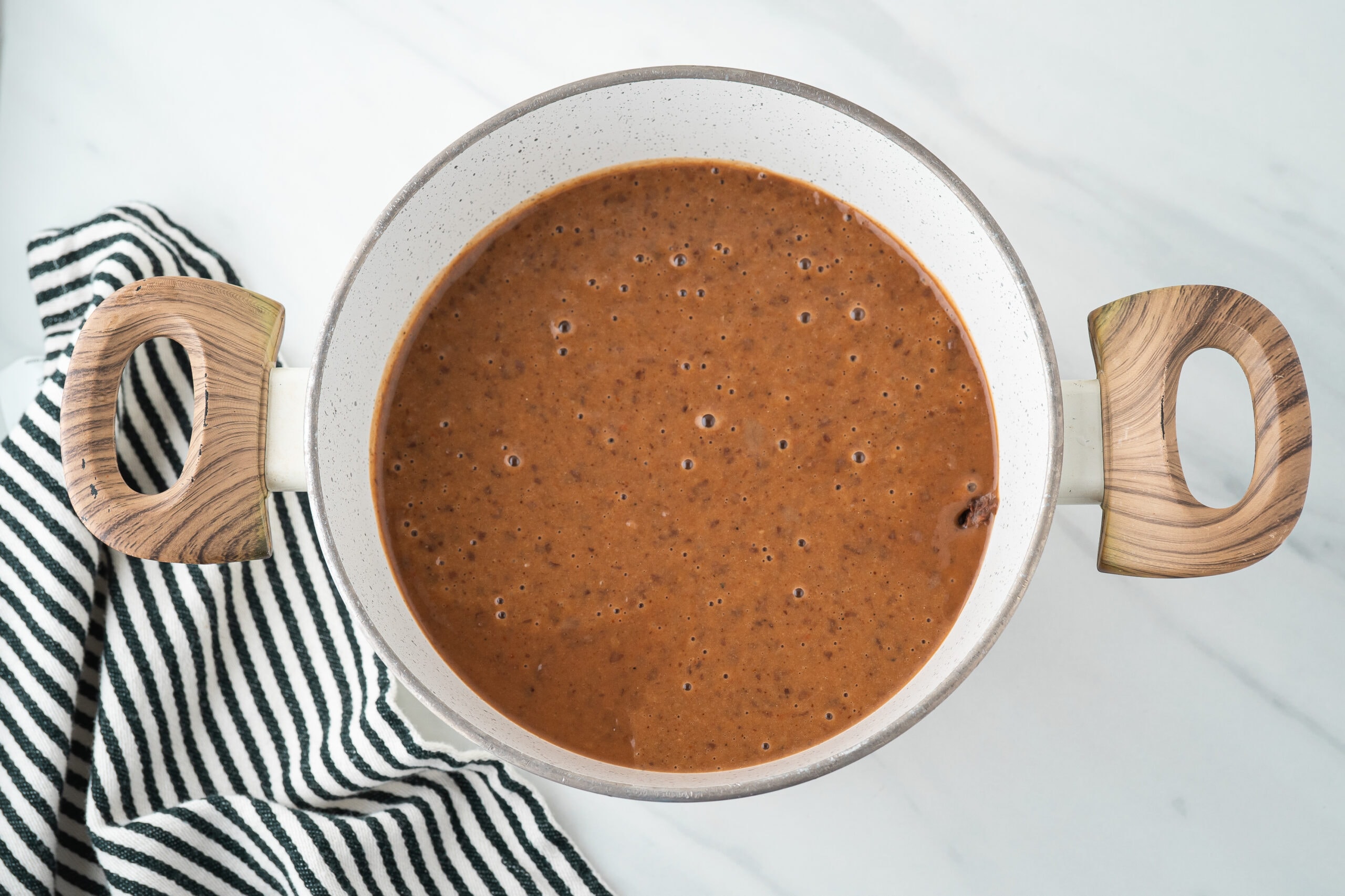 Black bean soup all blended and ready to be served