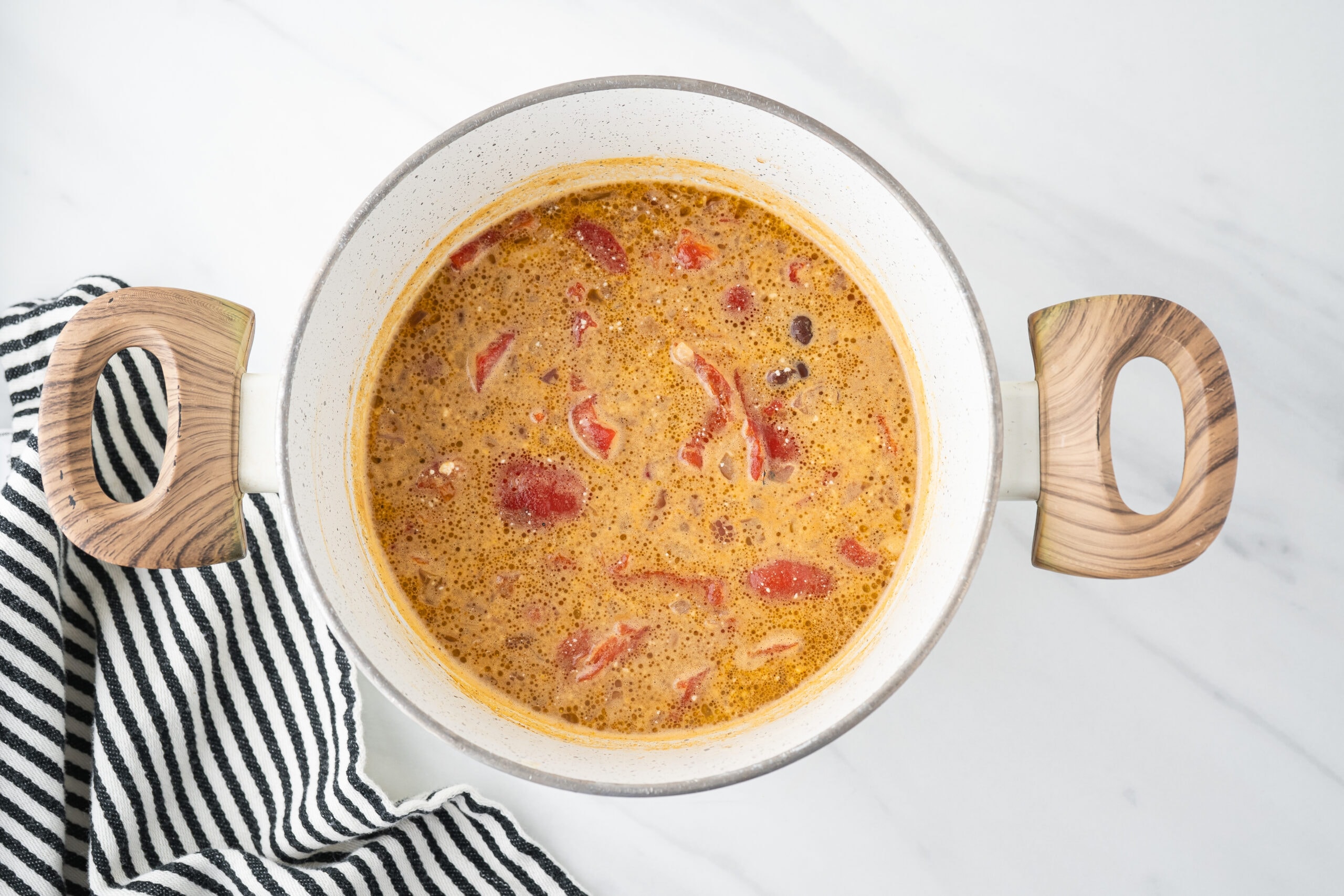 All ingredients in pan, ready to be placed in food processor