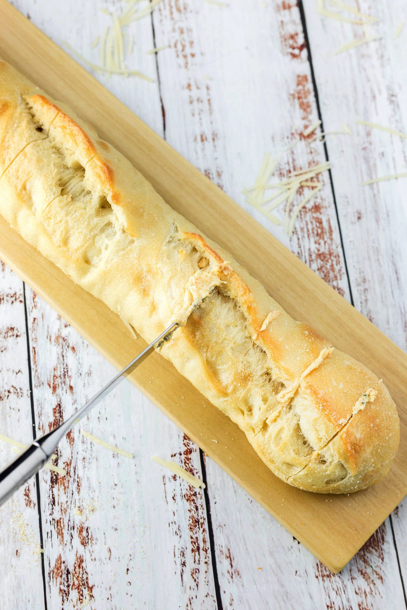 Cutting the bread into slices