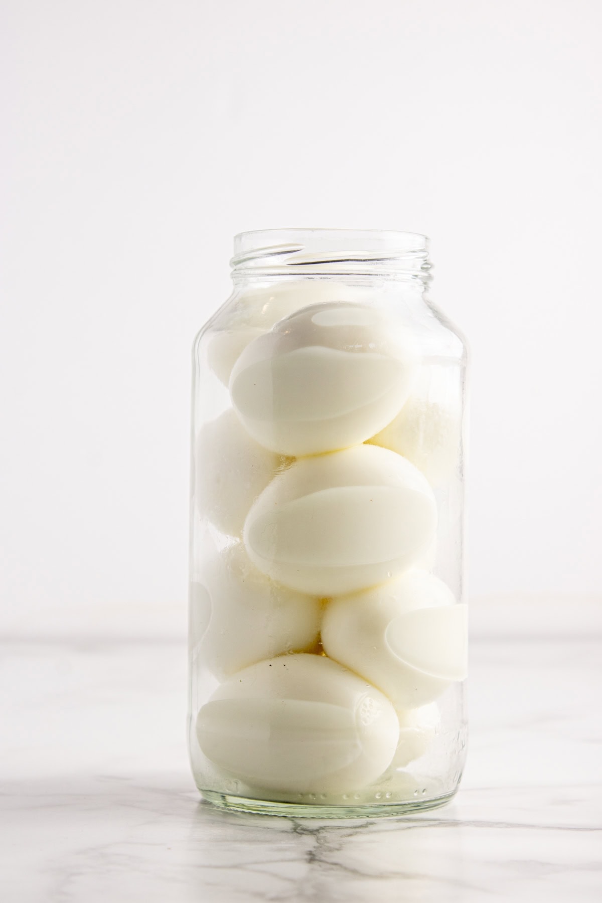 Eggs all boiled and placed in a sterilized jar