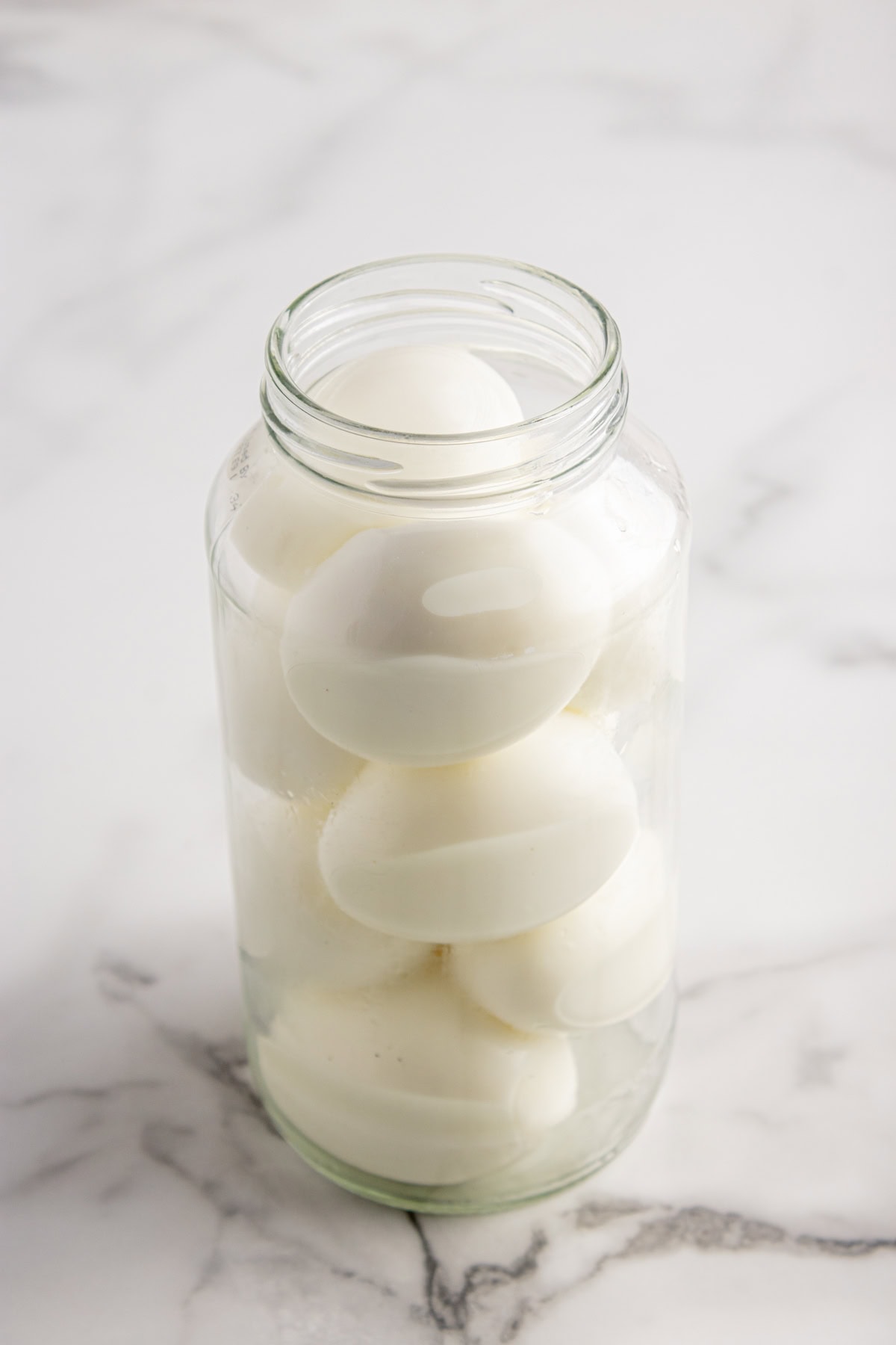 Boiled eggs in a sterilized jar
