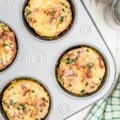Breakfast muffins baked in a tin, cooling