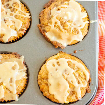 Caramel Apple Muffins all baked in muffin tin cooling