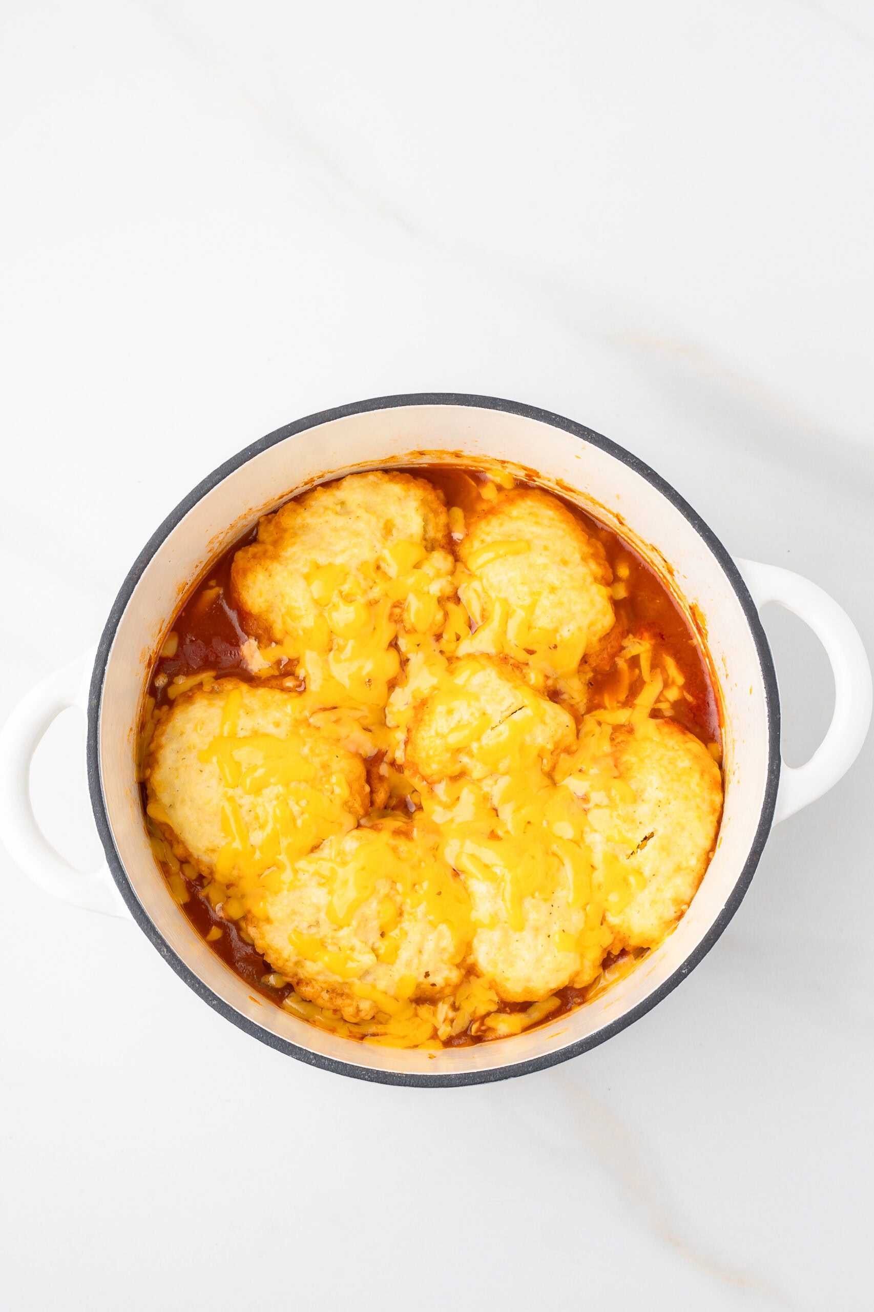 Chicken Chili and dumplings all cooked in dutch oven and ready to be enjoyed