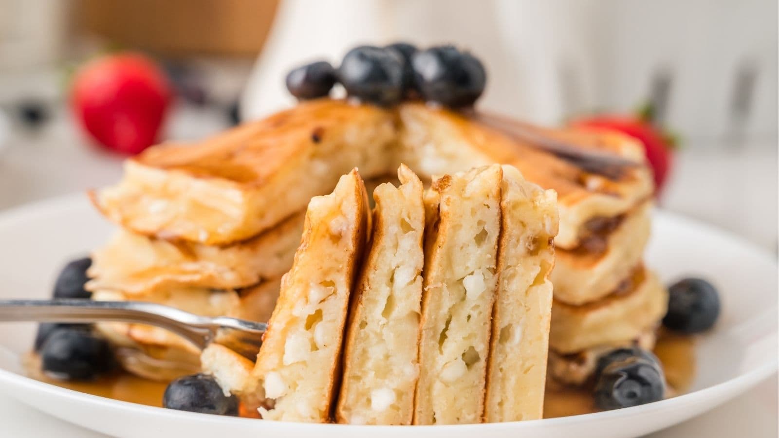 Homemade cottage cheese pancakes on plate
