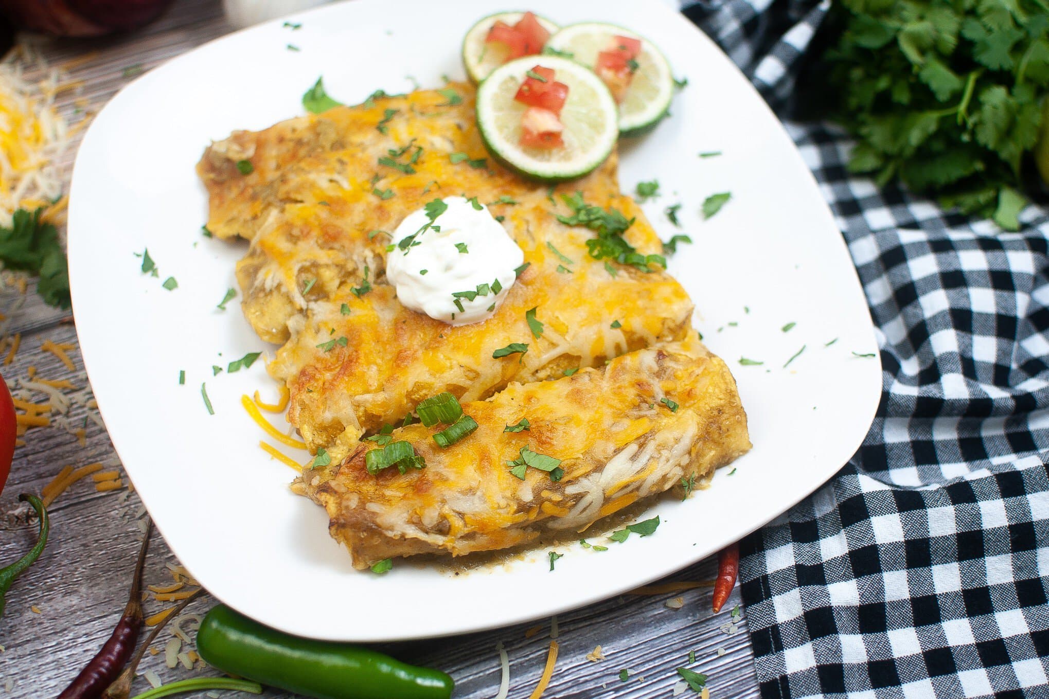 Green chili chicken enchiladas