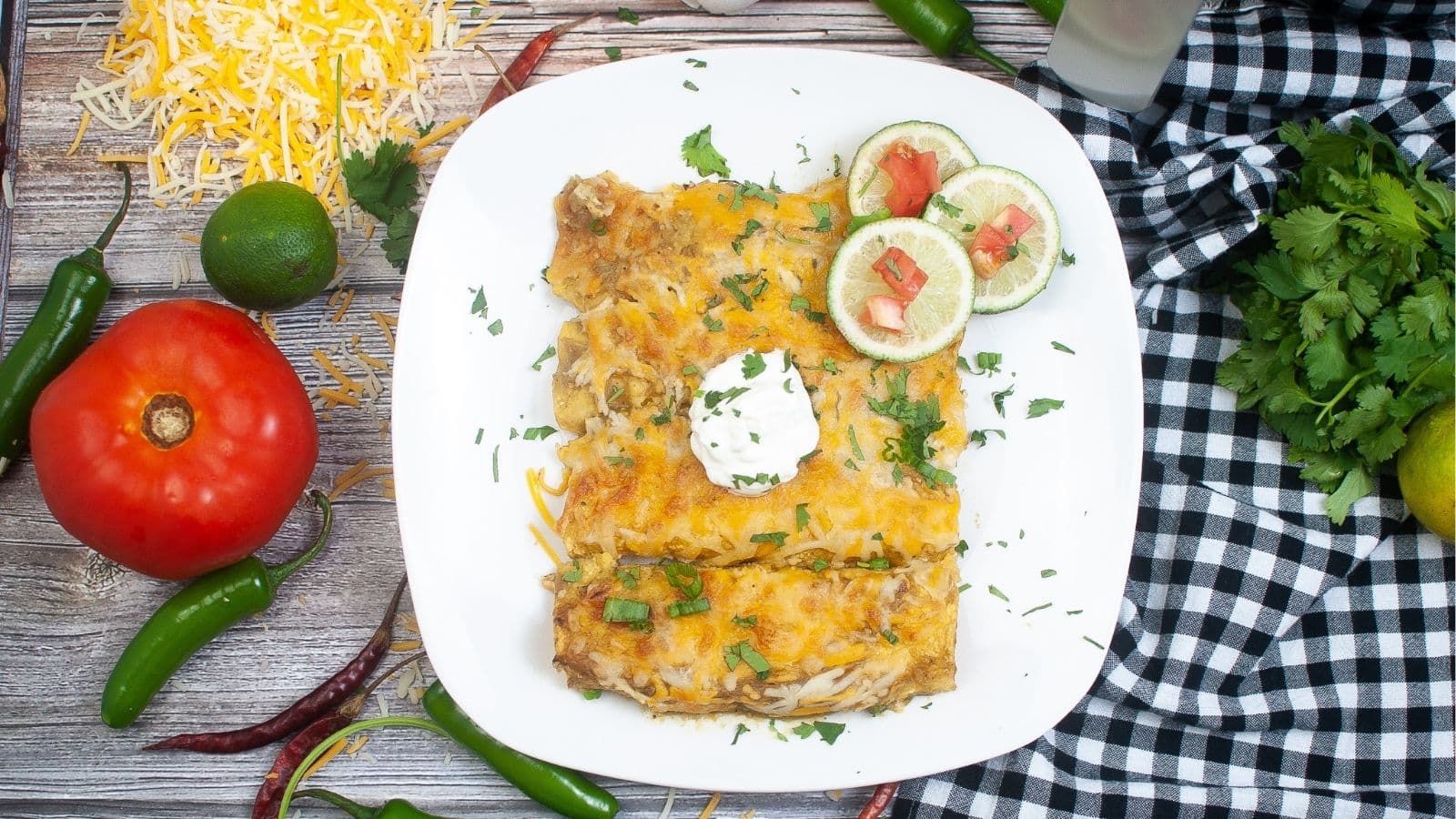 green chili enchiladas in baking dish
