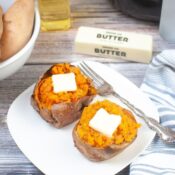 air fryer sweet potatoes on plate