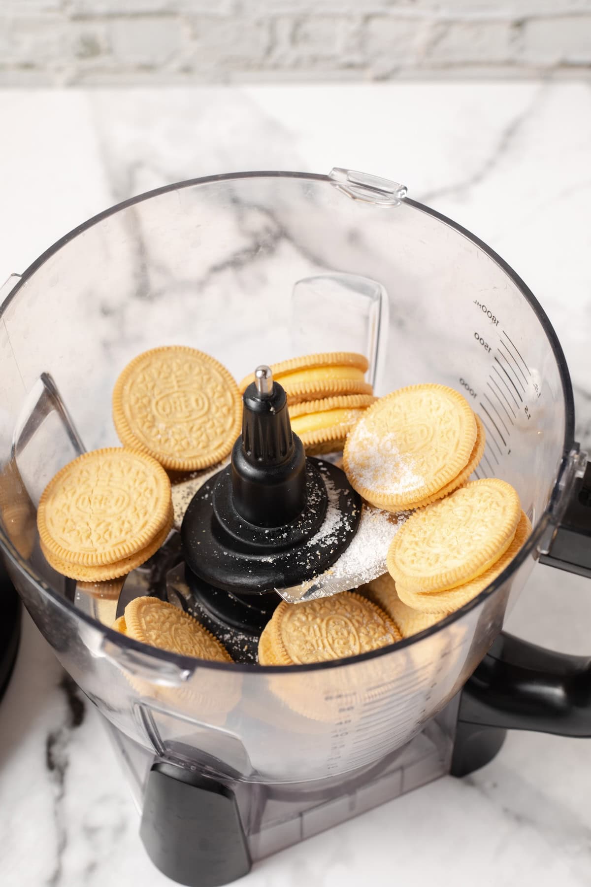 Lemon Oreos in the food processor