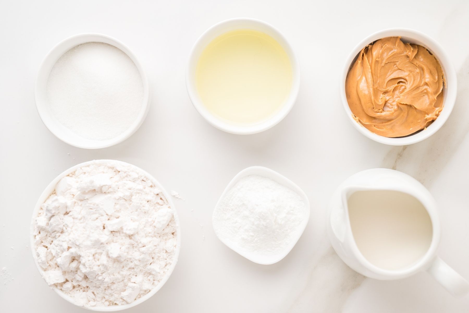 Peanut butter pancake ingredients with flour and eggs