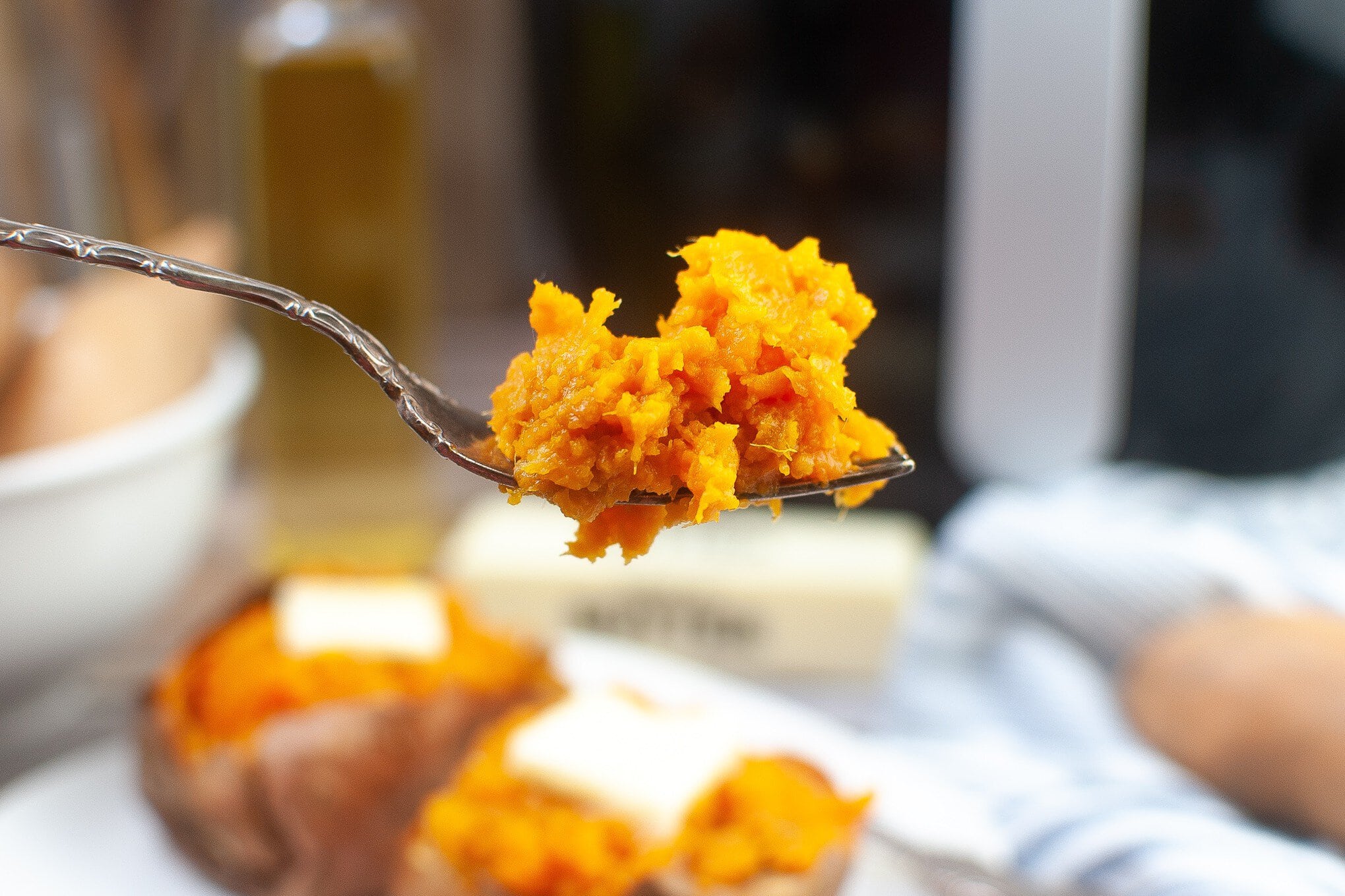 Air fryer sweet potatoes on white plate