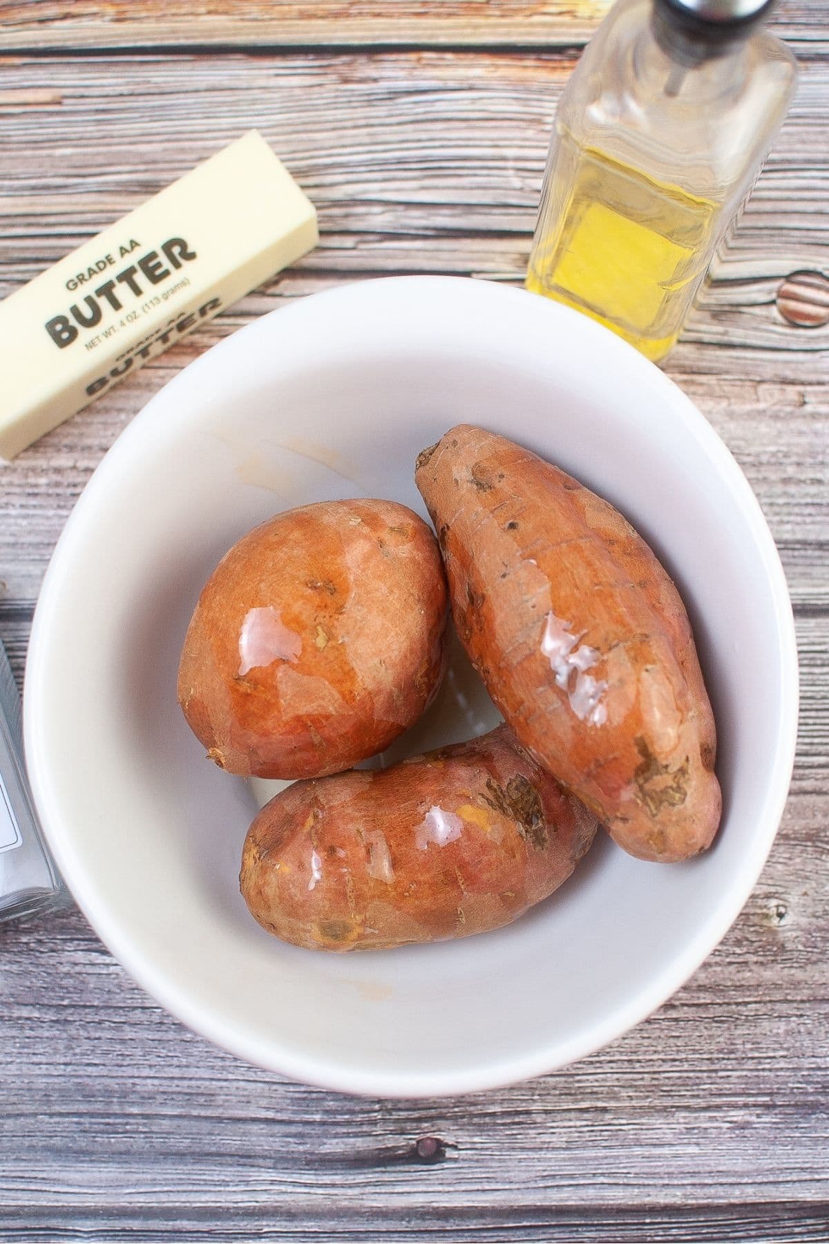Sweet potatoes seasoned before air frying