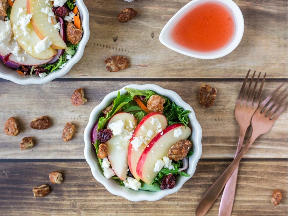 Apple feta salad with balsamic dressing