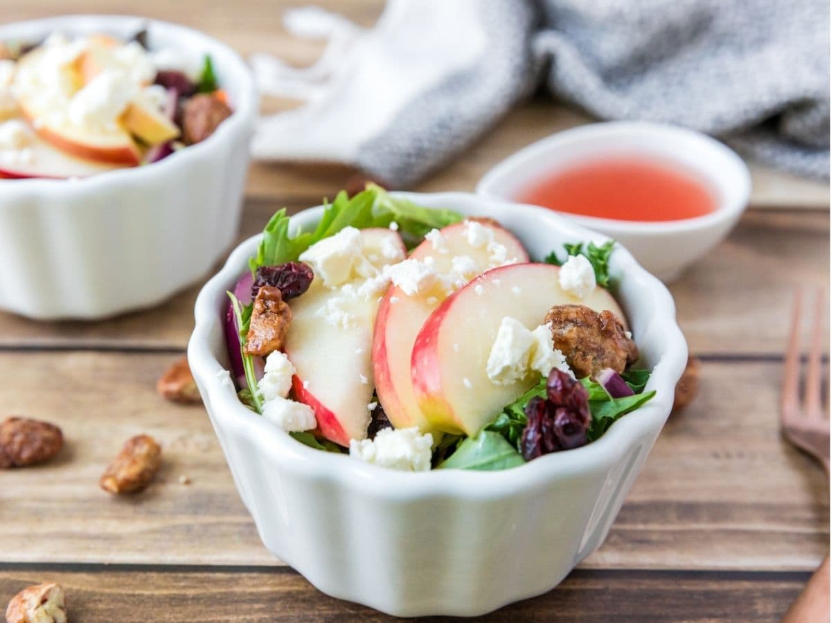 Fresh apple cranberry salad with feta