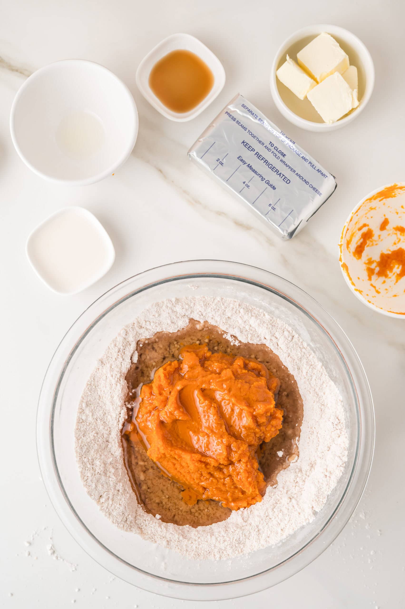Pumpkin muffin batter preparation