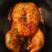 a whole chicken roasted in the Crockpot
