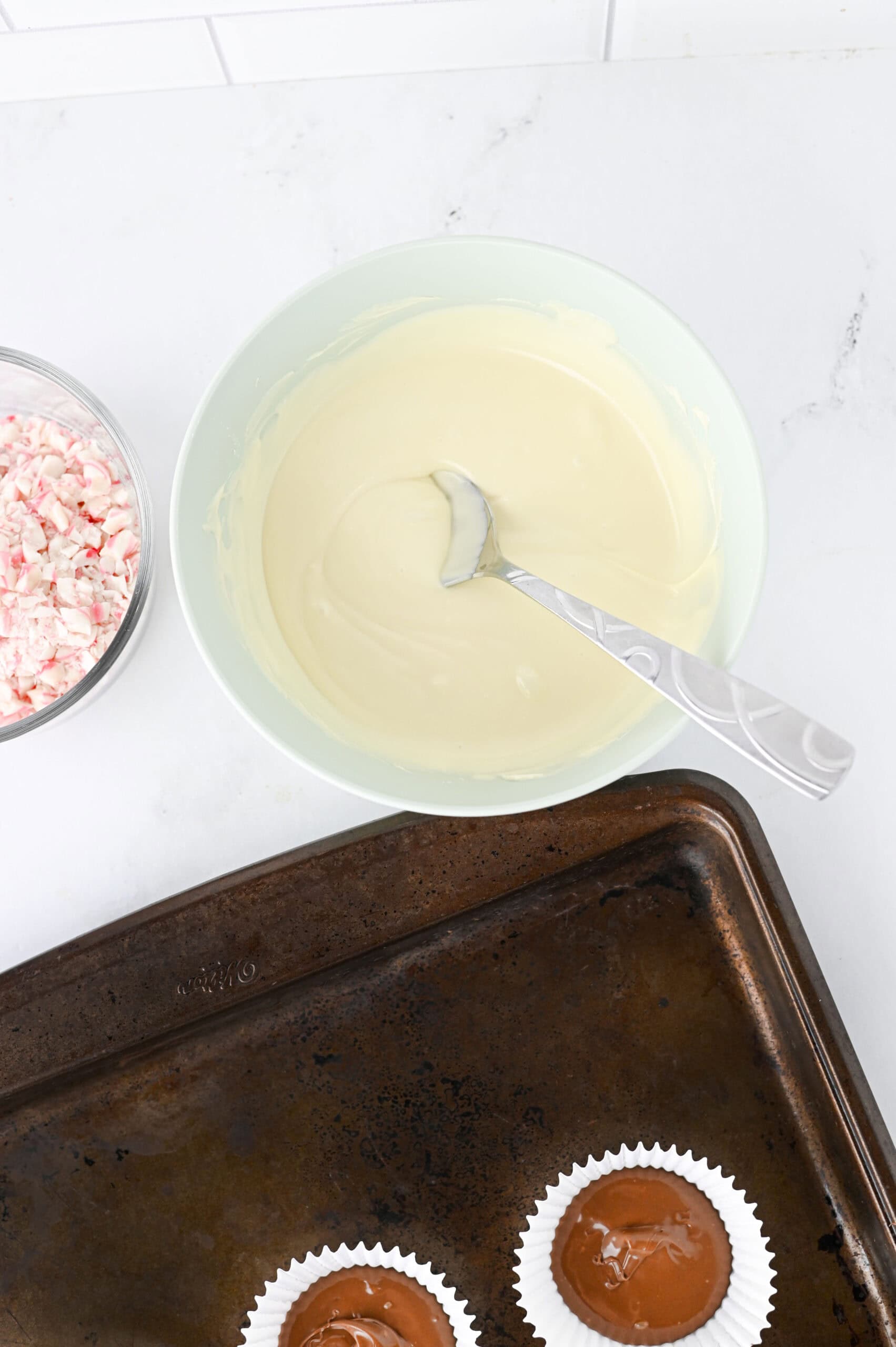 White chocolate peppermint candy mixture