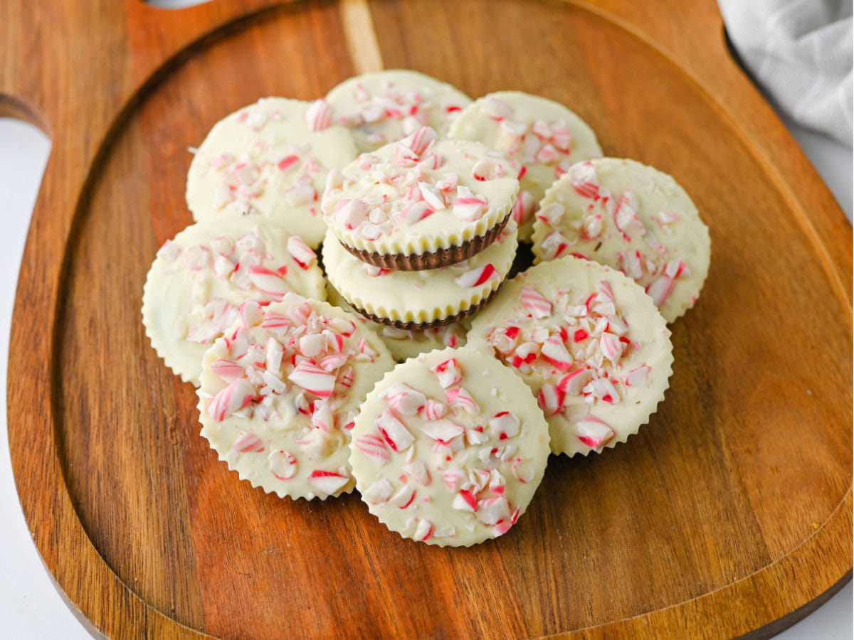 Layered peppermint bark candy cups