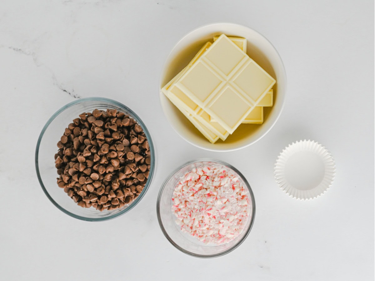 Peppermint bark cups Christmas candy ingredients