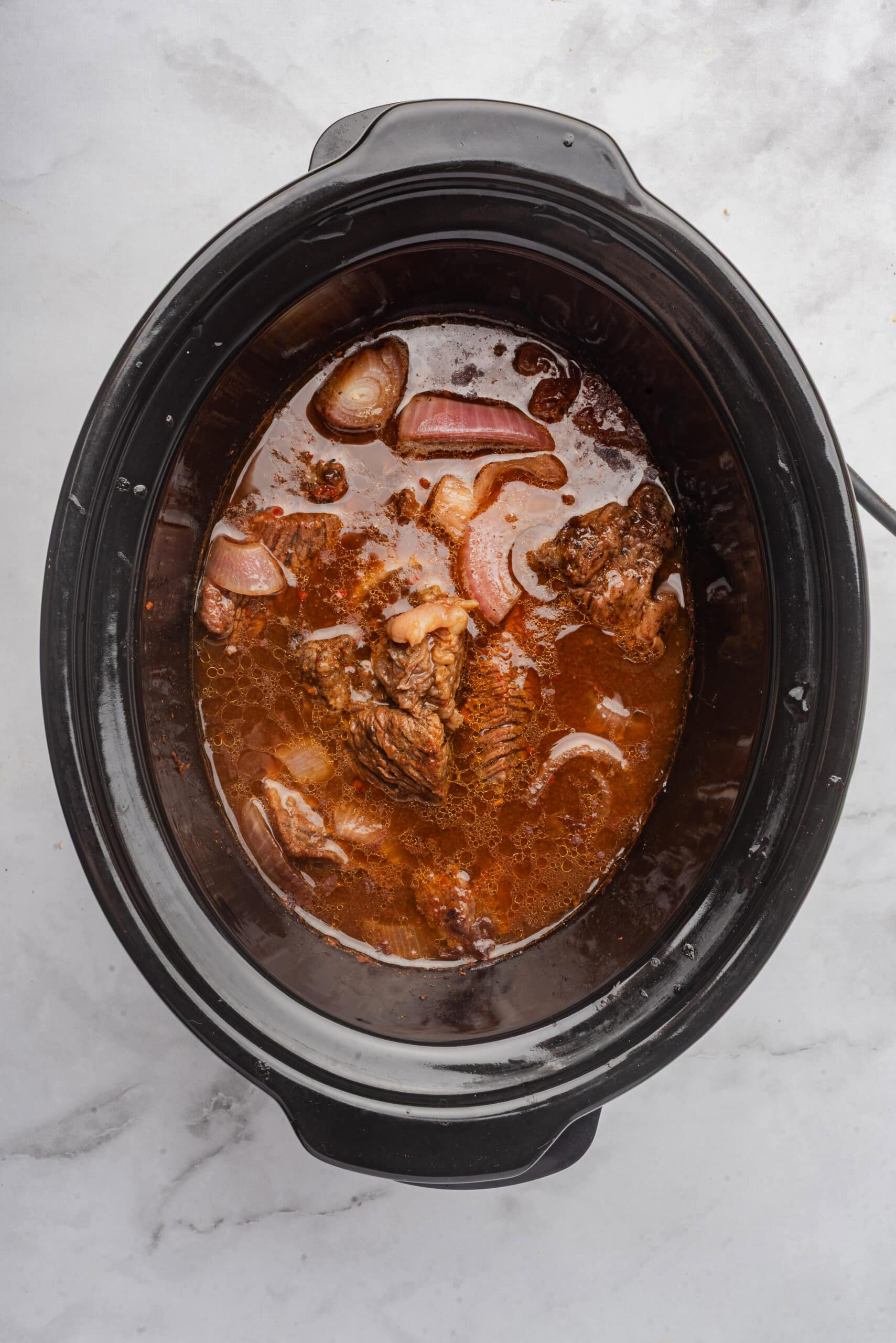 Slow cooked BBQ beef in the Crockpot