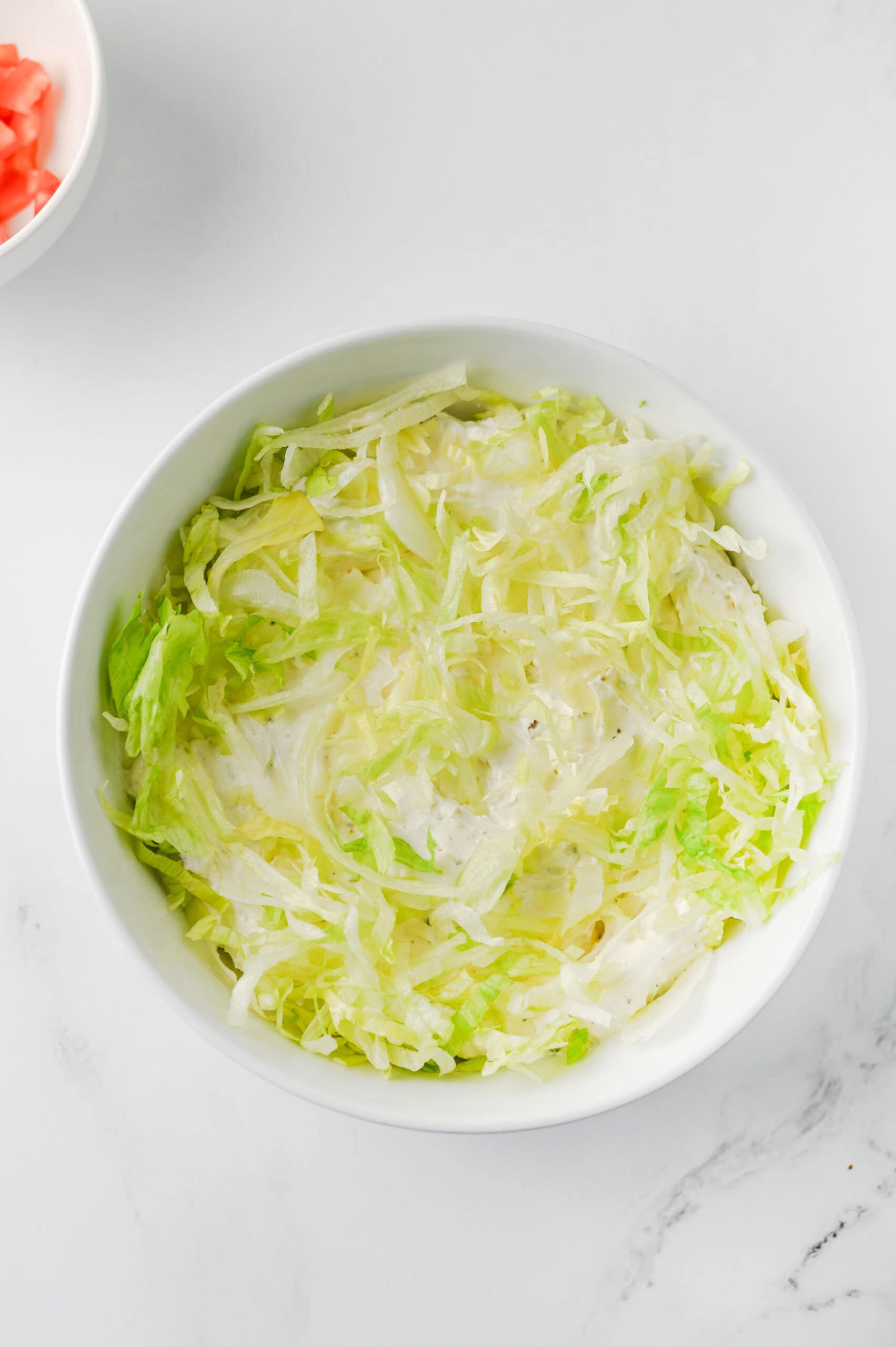 BLT dip with shredded lettuce